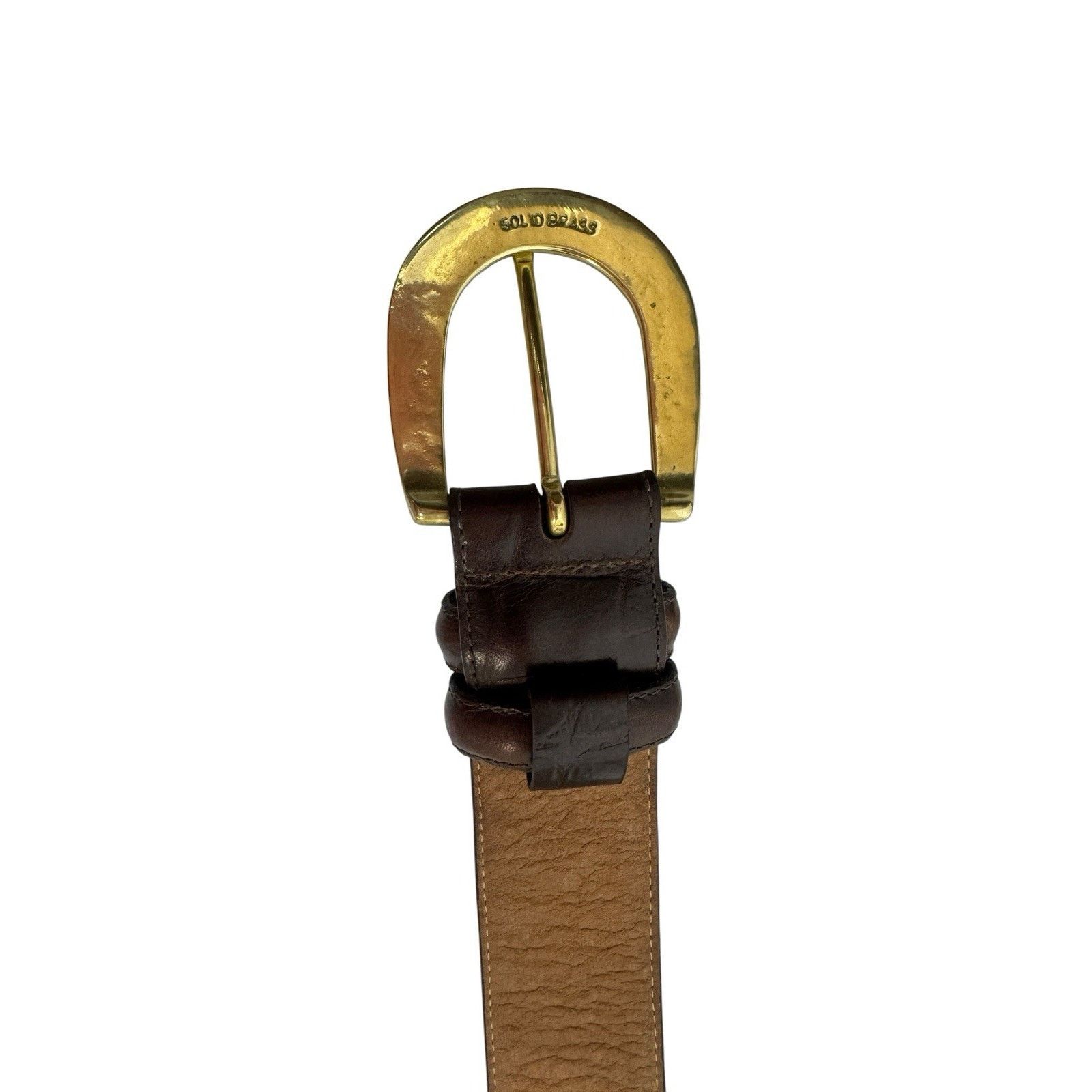 Brighton Brighton Leather Croc Embossed Belt Brass Buckle M Vintage Size ONE SIZE - 3 Thumbnail