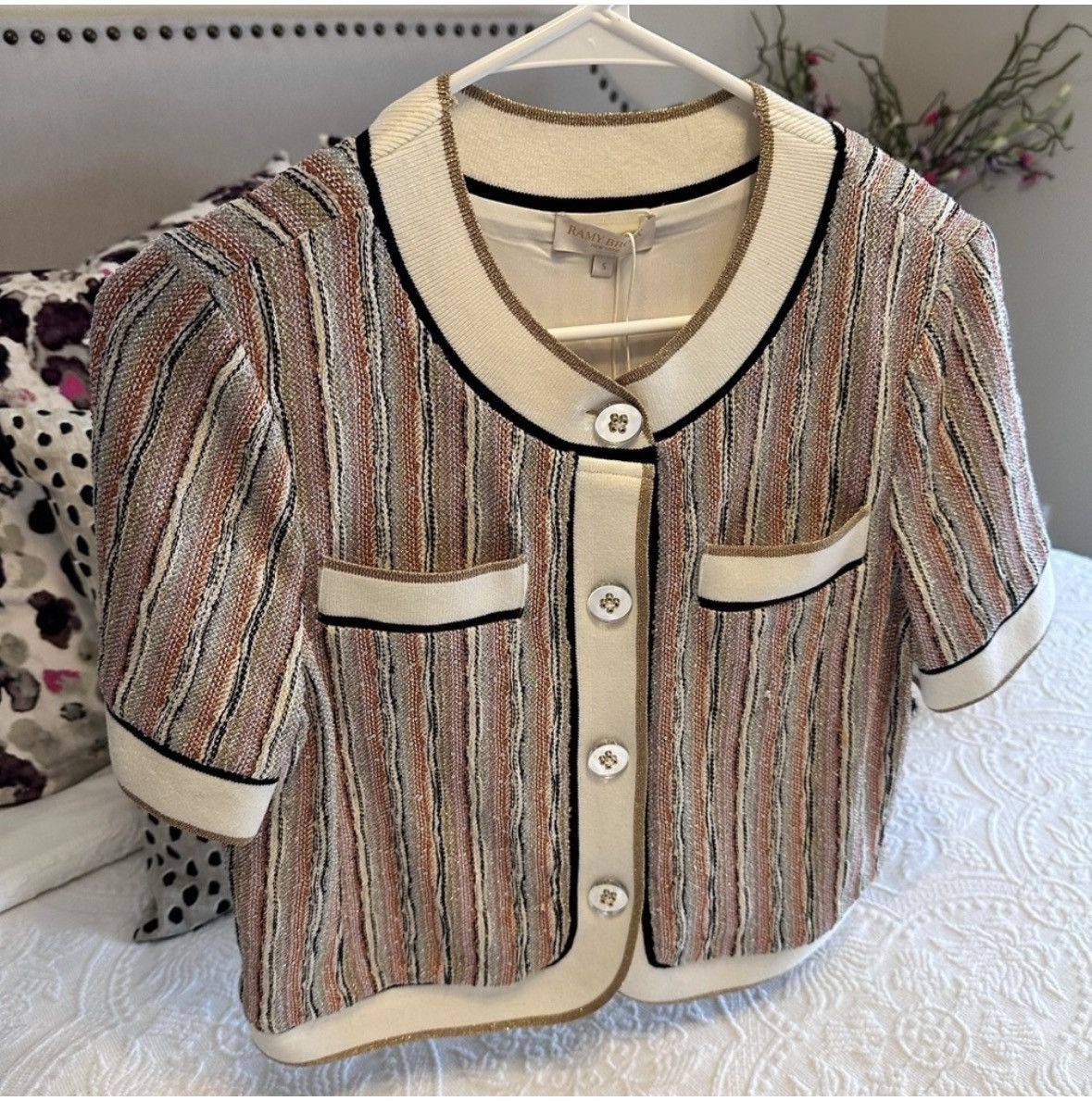Ramy Brook NWT Ramy Brook Sterling sequined knit short-sleeve jacket S Size S / US 4 / IT 40 - 4 Thumbnail