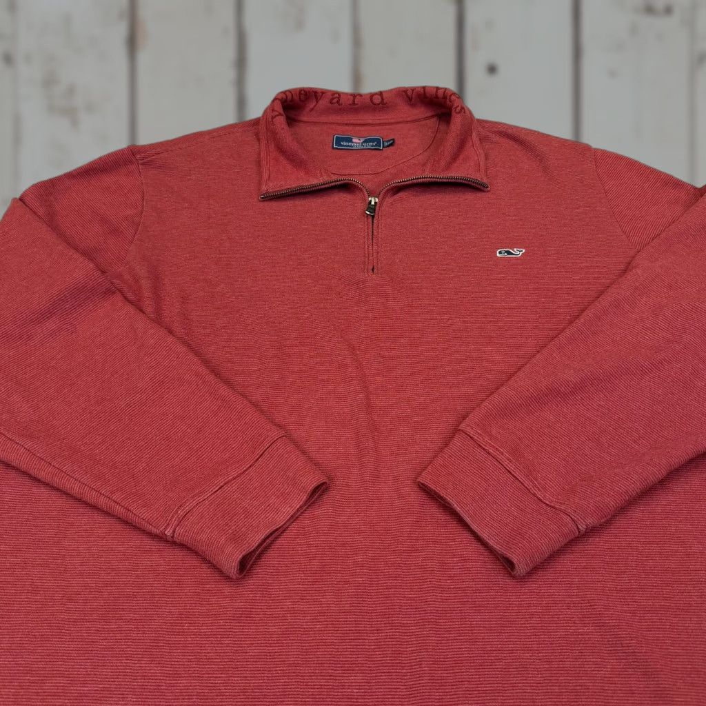 Vineyard Vines Vineyard Vines Sweater Mens 2XB Red Quarter Zip Mock Neck Whale Logo Pullover Size US XXL / EU 58 / 5 - 1 Thumbnail