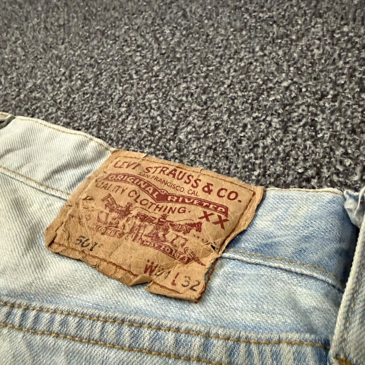 Levi's Made & Crafted y2k Splash 2 Tone Levis 501 Thrashed Denim Baggy Flared Size US 31 - 11 Thumbnail