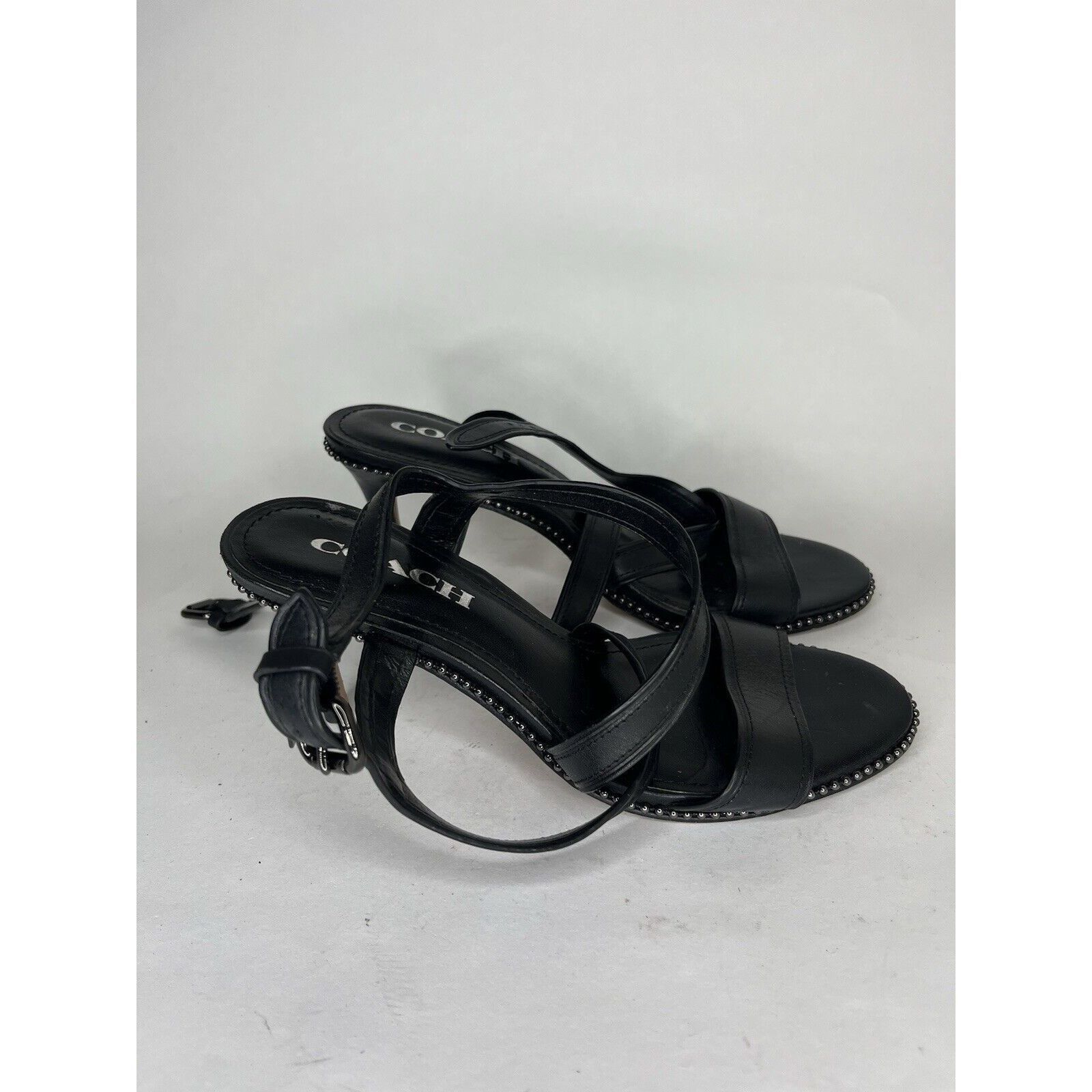 Coach Coach Black Leather Open Toe Ankle Strap Heel Sandals Women Size US 7.5 / IT 37.5 - 12 Thumbnail