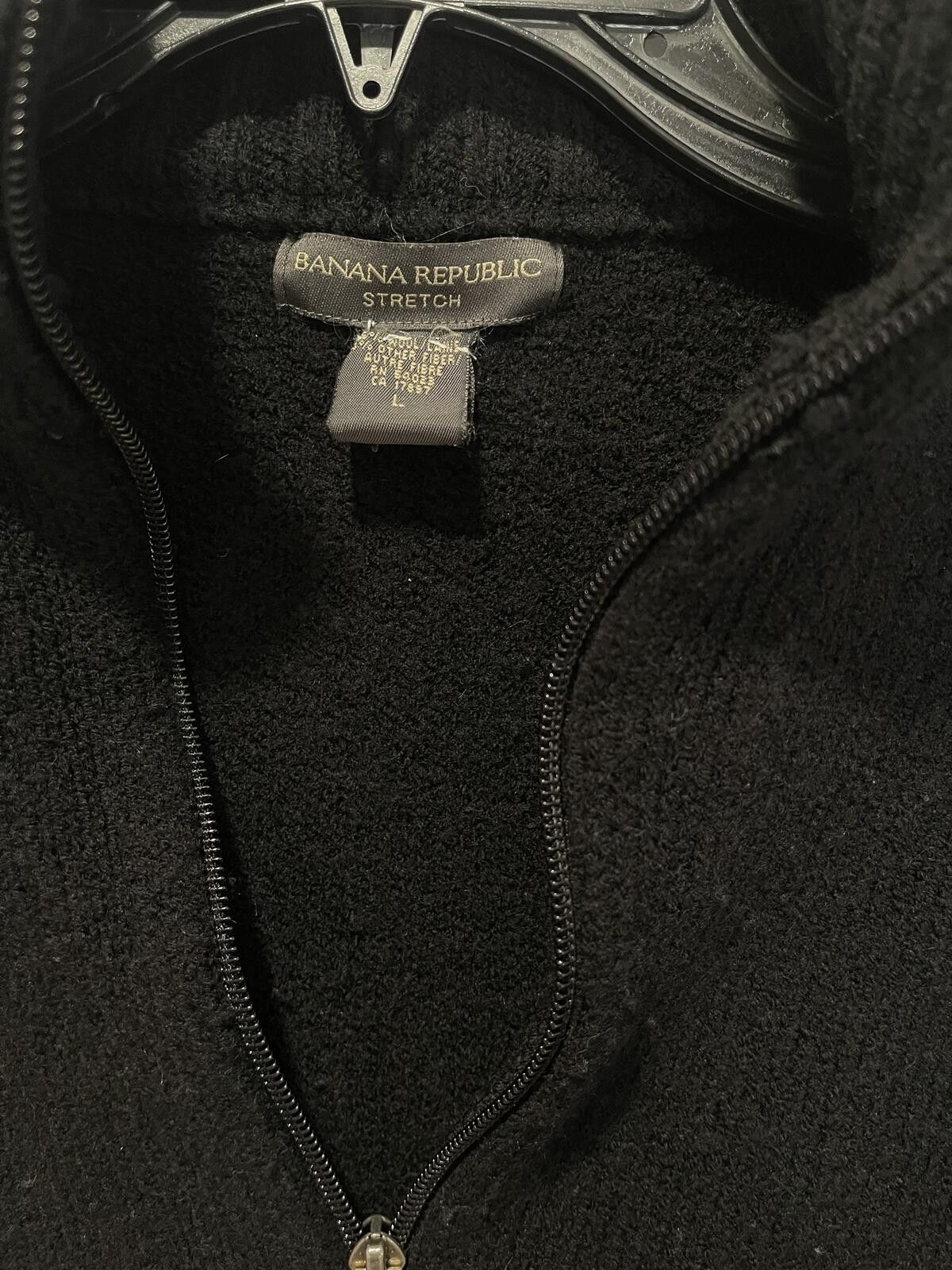 Banana Republic Banana Republic Black Stretch Full Zip Sweater Jacket Size L Size L / US 10 / IT 46 - 2 Thumbnail