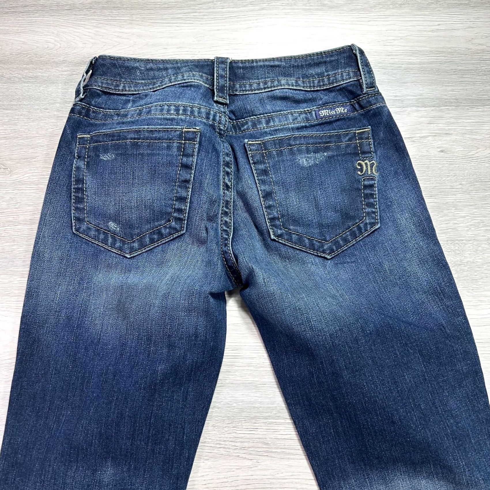 Miss Me Miss Me Jeans Womens 26 Blue Mid Rise Skinny Distressed Patch Denim Raw Hem Jeans Size 26" / US 2 / IT 38 - 4 Thumbnail