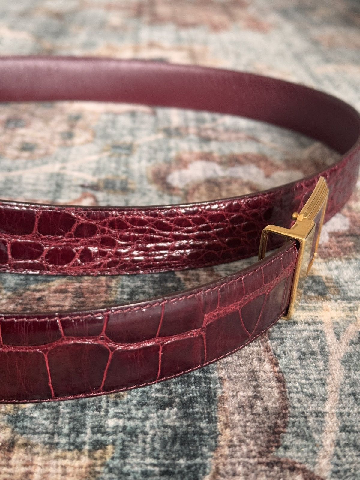 Stefano Ricci Stefano Ricci Red Alligator Belt – 46” Solid Gold Buckle Size 46 - 5 Thumbnail