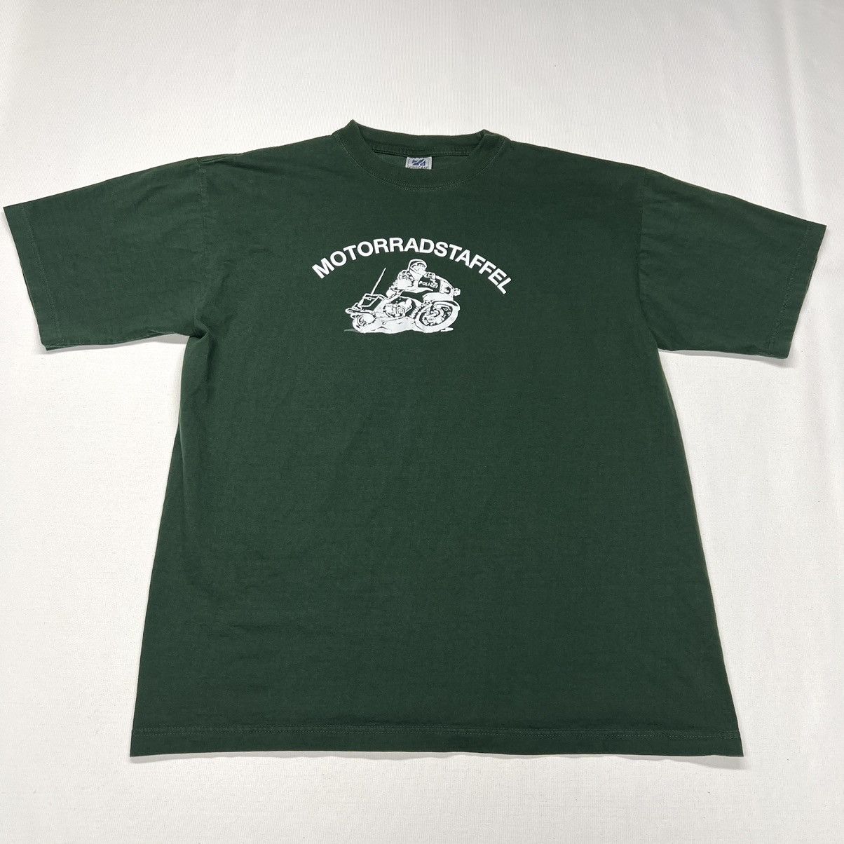 Vintage VTG German Police Tee Shirt Green Motorcycle Polizei Bike Size US XXL / EU 58 / 5 - 1 Thumbnail