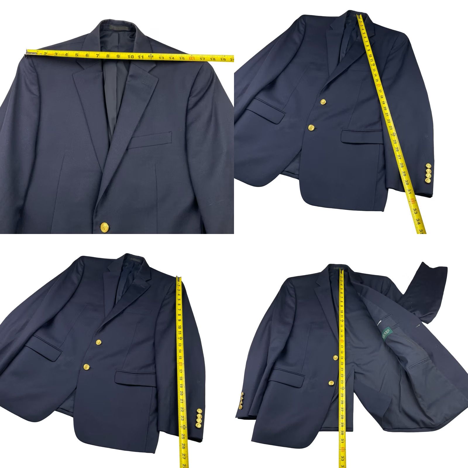 Ralph Lauren Ralph Lauren Blazer Men's Navy Blue Wool 39R 2-Button Gold Buttons Size 40R - 8 Thumbnail