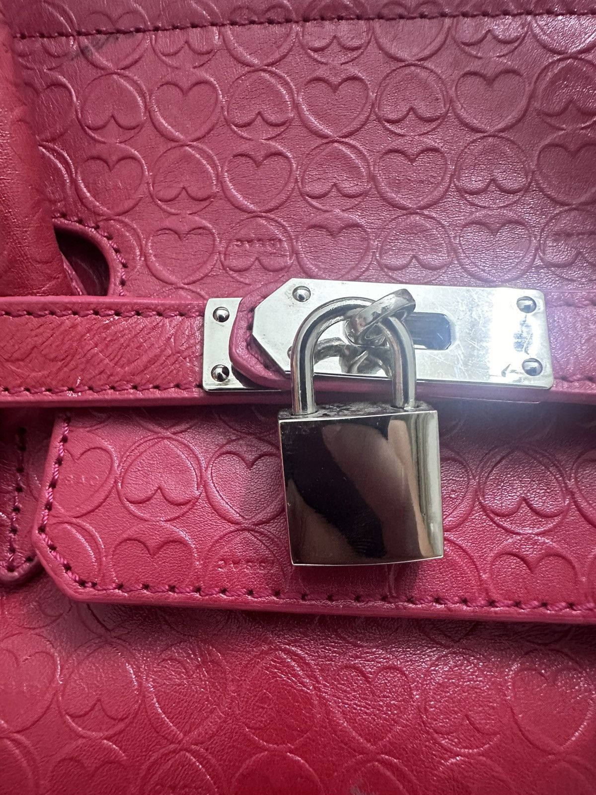 Handmade RARE ‼️ Leather Red ‘Birkin’ Bag Size ONE SIZE - 15 Thumbnail
