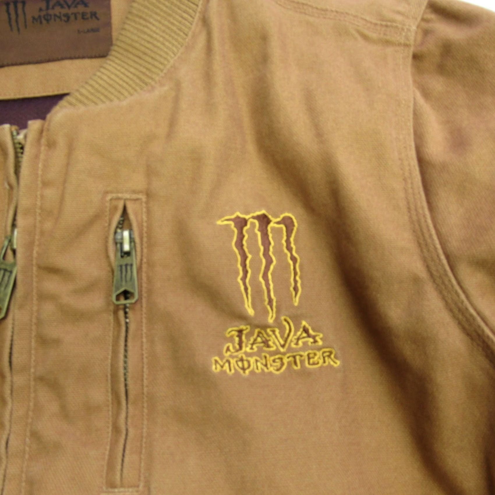 Vintage Java Monster Energy Bomber Jacket Womens XL Beige Duck Canvas Rugged Work Zip Size XL / US 12-14 / IT 48-50 - 7 Thumbnail