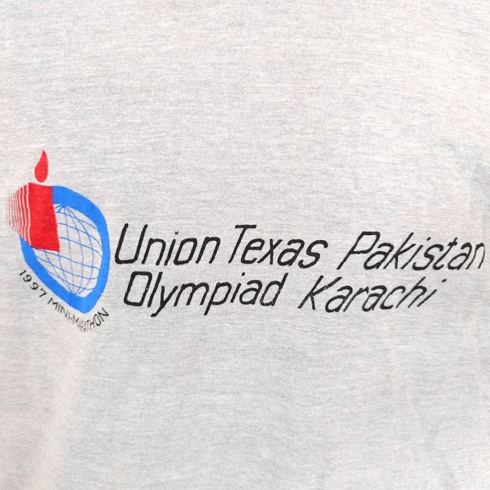 Vintage VINTAGE Mini Marathon T Shirt Mens Size Medium 90s Union Texas Pakistan Karachi Gray Cotton Crew Neck Short Sleeve Graphic Tee Size US M / EU 48-50 / 2 - 3 Thumbnail