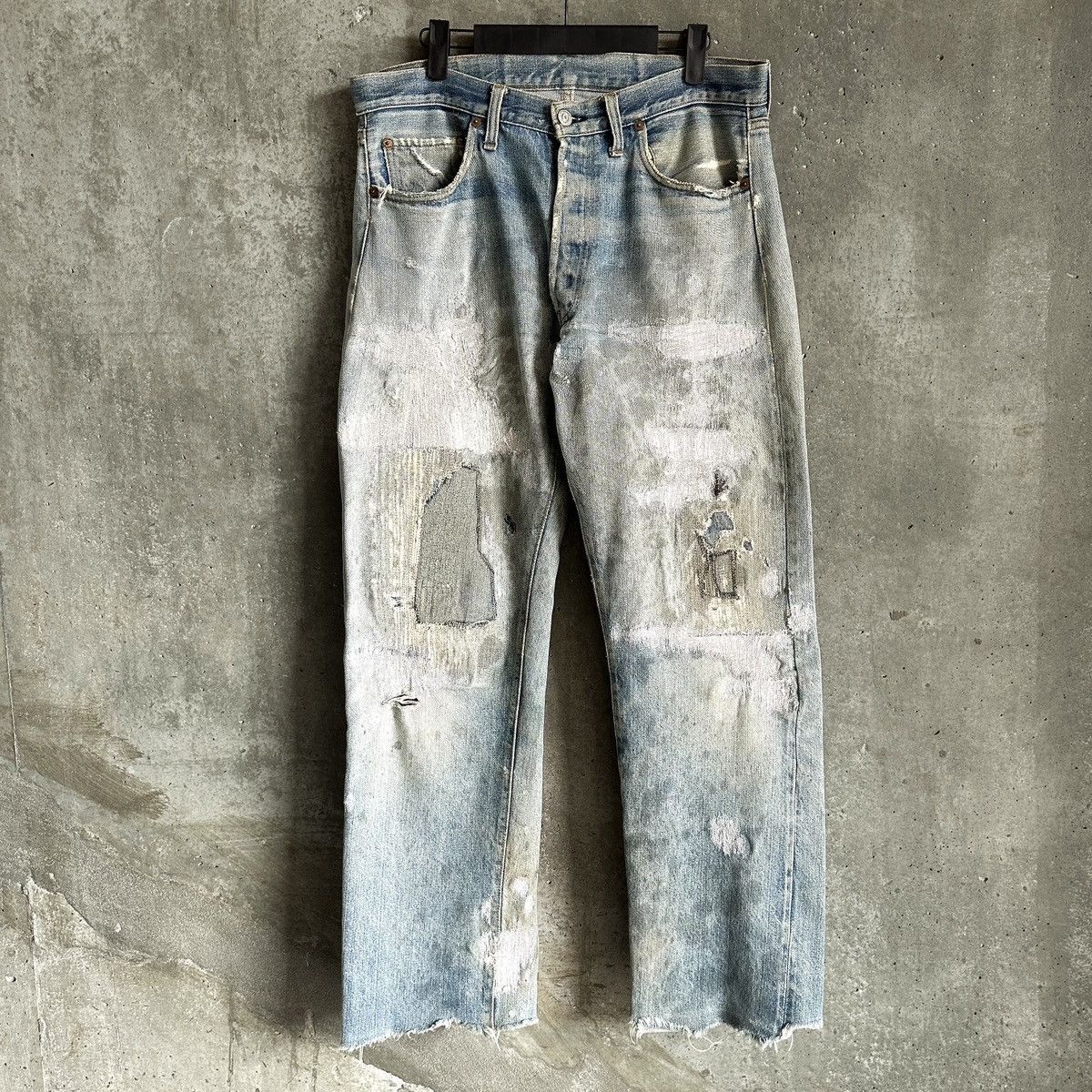 Levi's 70s Vintage Levis BORO THRASHED 501 66 Early Repair Denim Size US 33 - 2 Thumbnail