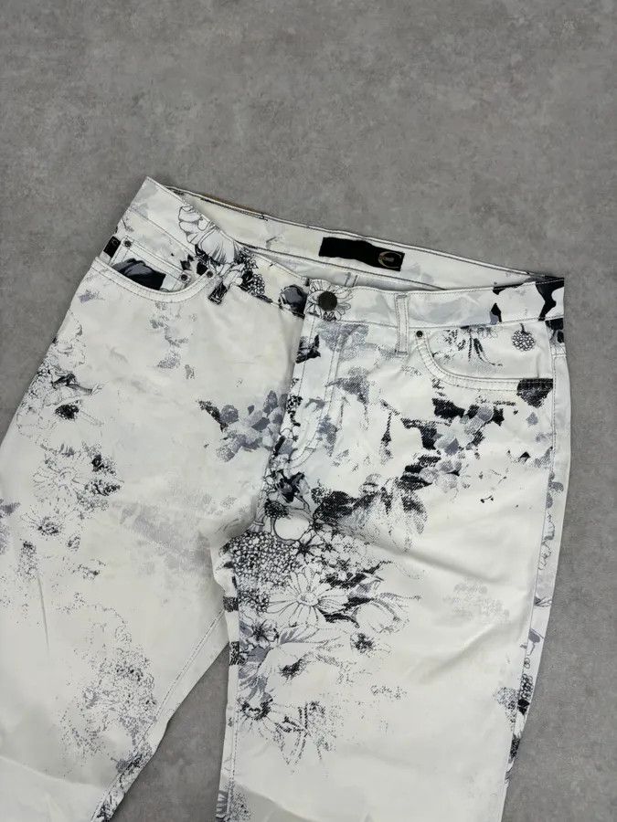 Just Cavalli 2000s Cavalli White Floral Obscure Cozy Pants Size US 32 / EU 48 - 5 Thumbnail