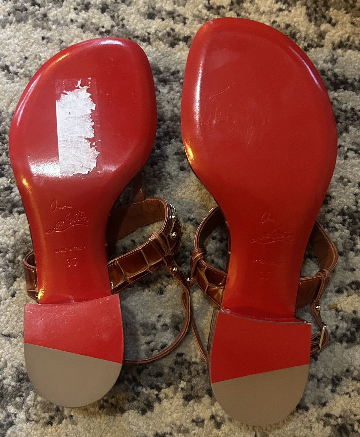 Christian Louboutin CHRISTIAN LOUBOUTIN MJ embellished croc-effect Sandal Size US 5 / IT 35 - 4 Thumbnail