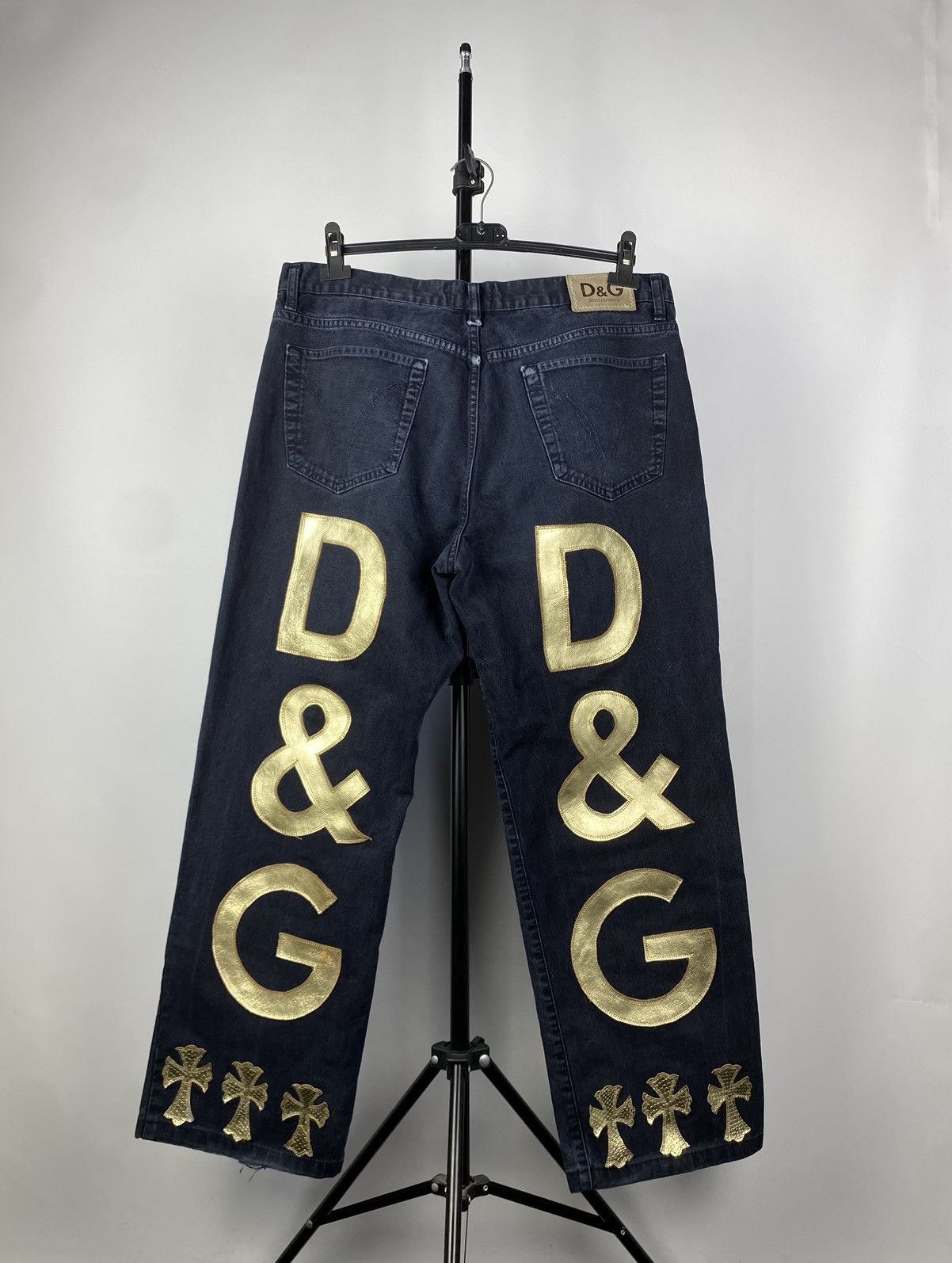 Dolce & Gabbana Dolce & Gabbana Double BIG LOGO Faded Black Denim Pants Size US 37 - 1 Thumbnail