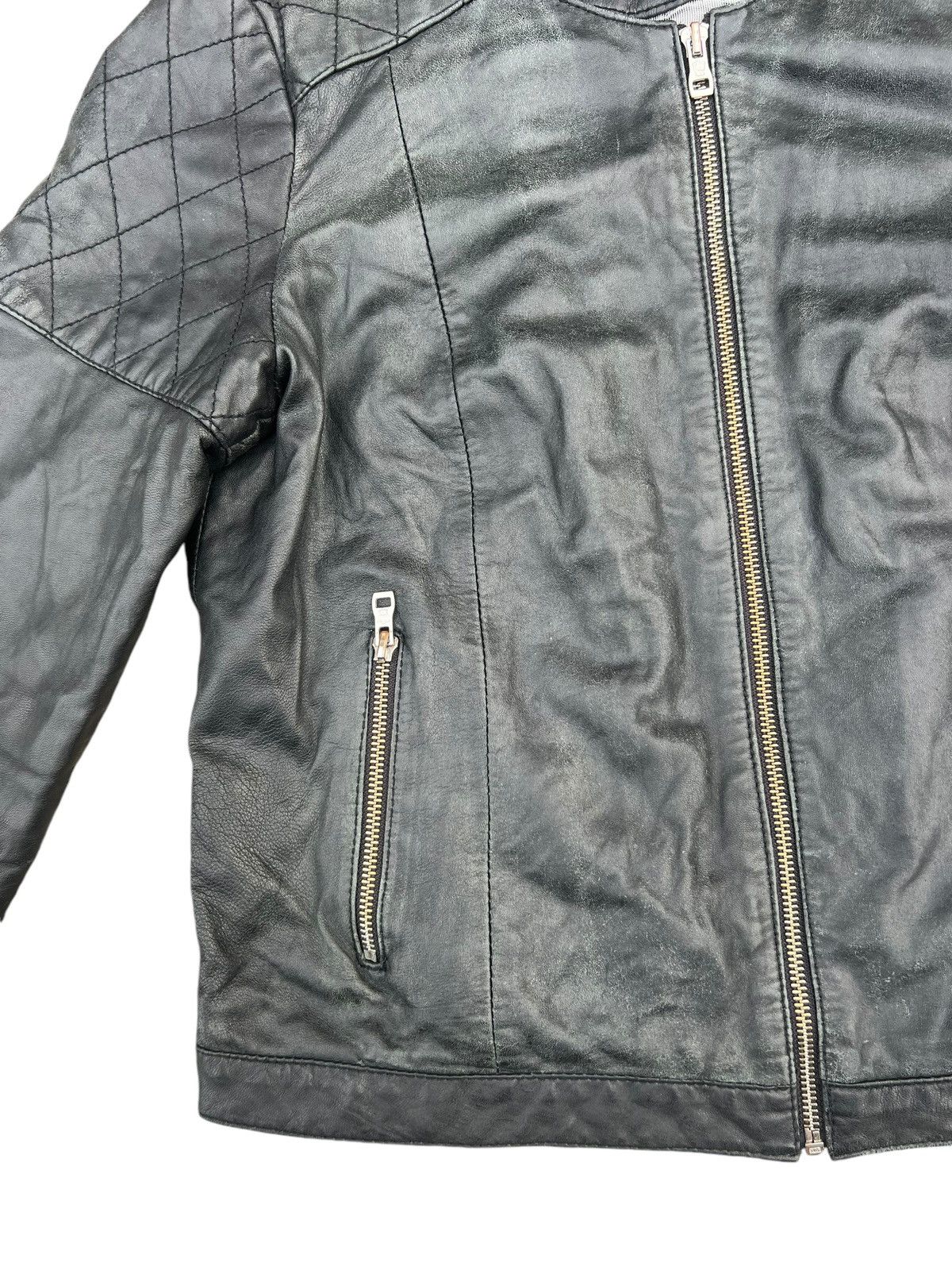 Massimo Dutti Vintage Massimo Dutti Distress Fade Leather Biker Jacket Size XL / US 12-14 / IT 48-50 - 6 Thumbnail