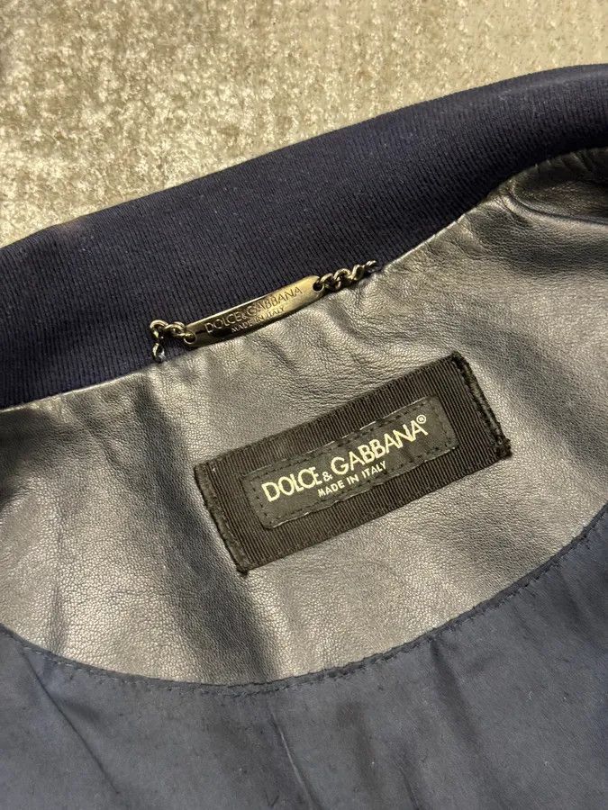 Dolce & Gabbana 2000s Dolce & Gabbana Navy Leather Bomber Jacket Size US M / EU 48-50 / 2 - 7 Thumbnail