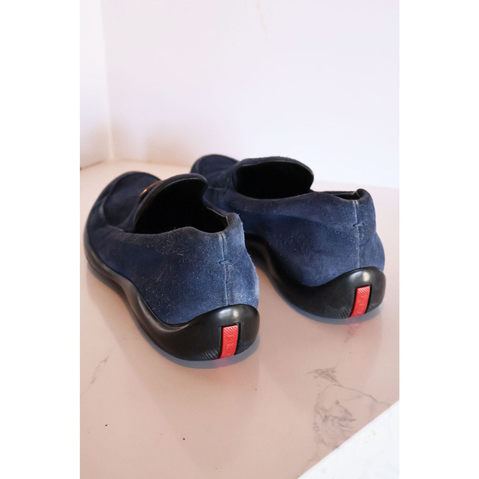 Prada Vintage PRADA Sport Line Cobalt Suede Logo Plaque Loaferspr Size US 7 / IT 37 - 7 Thumbnail