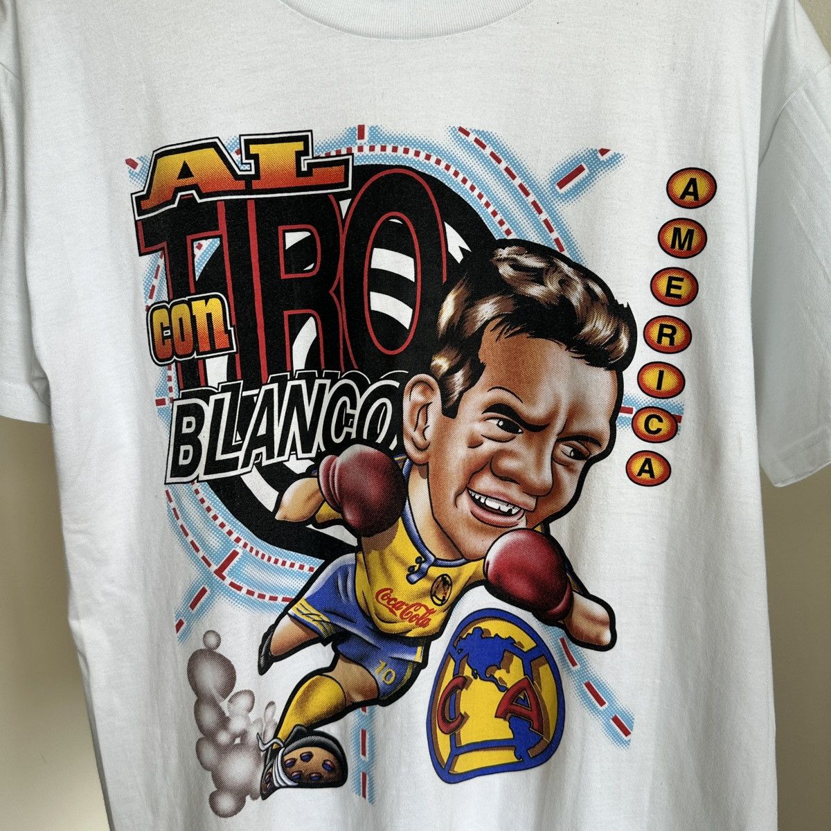 Vintage Club America Cuauhtémoc Blanco Big Face T-Shirt Size L White Size US L / EU 52-54 / 3 - 4 Thumbnail