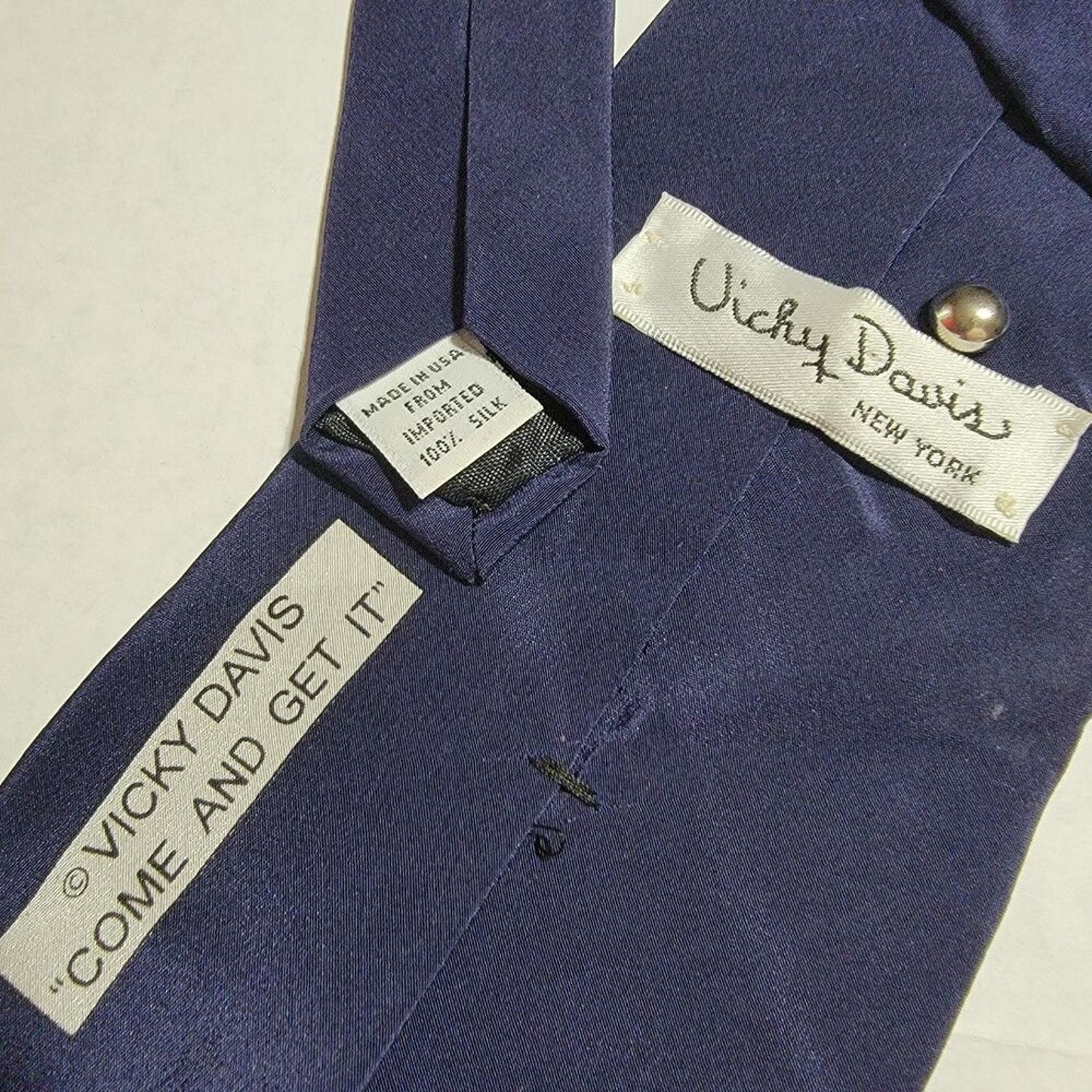 Other Vicky Davis NY Tie "Come And Get It" w/ Corn Pin Dark Navy Size ONE SIZE - 4 Thumbnail