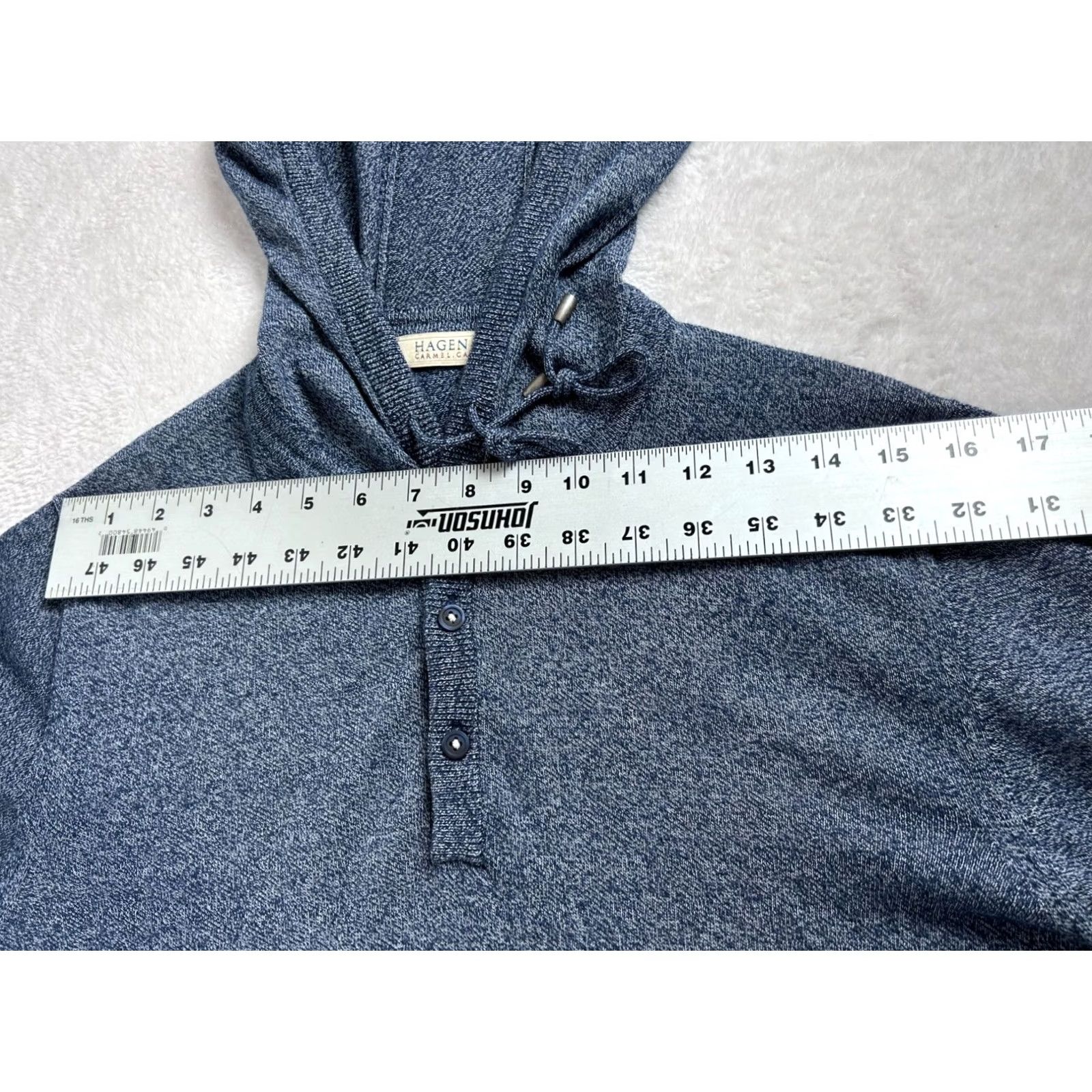 Vintage Hagen Carmel CA Mens Heather Blue Knit Hoodie Sweater Medium Pullover Italy NWOT Size US M / EU 48-50 / 2 - 5 Thumbnail
