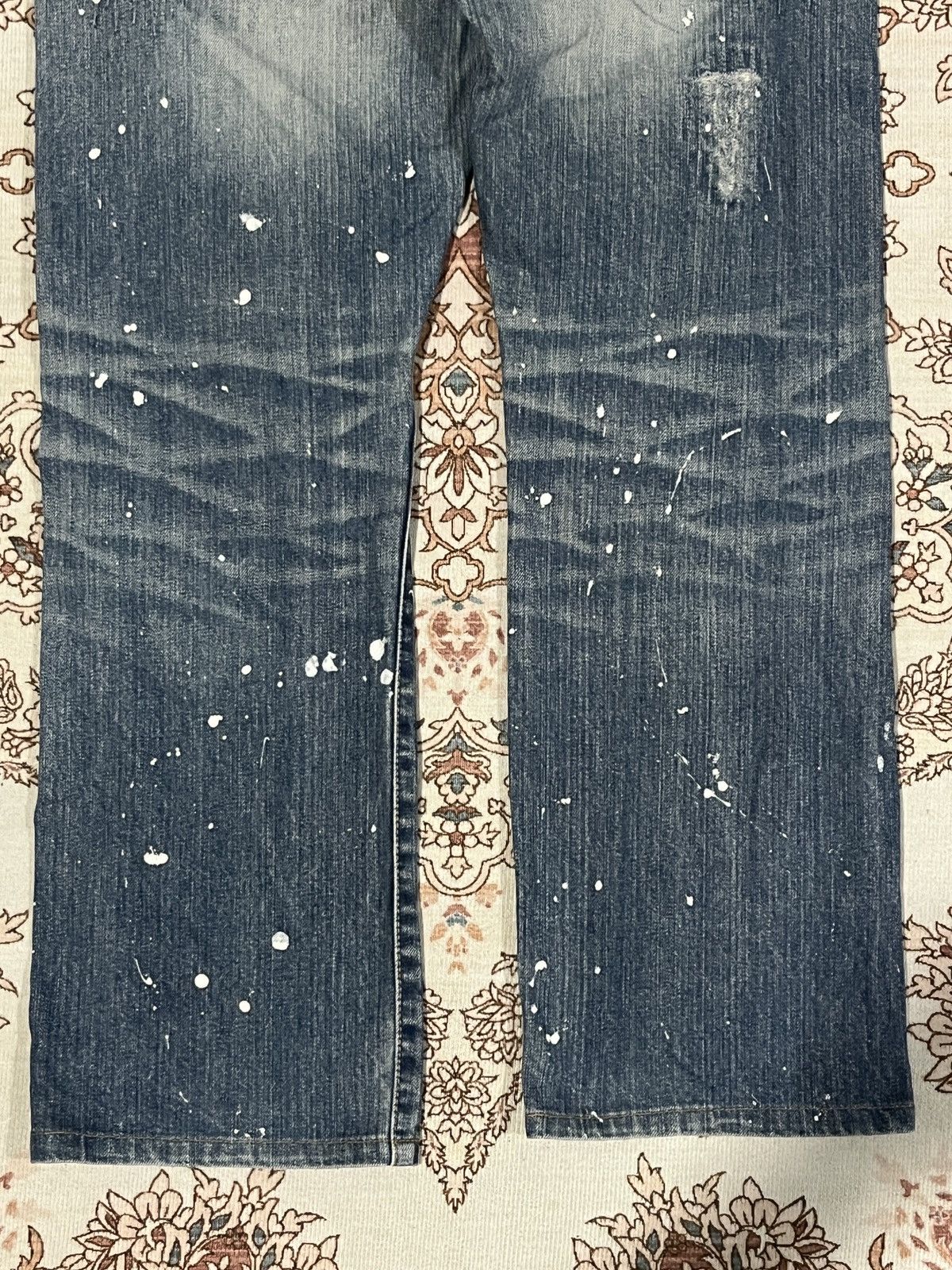 Japanese Brand WASHED DENIM PAINT SPLATTER DISTRESSED JEANS NOT HELMUT LANG Size US 31 - 11 Thumbnail
