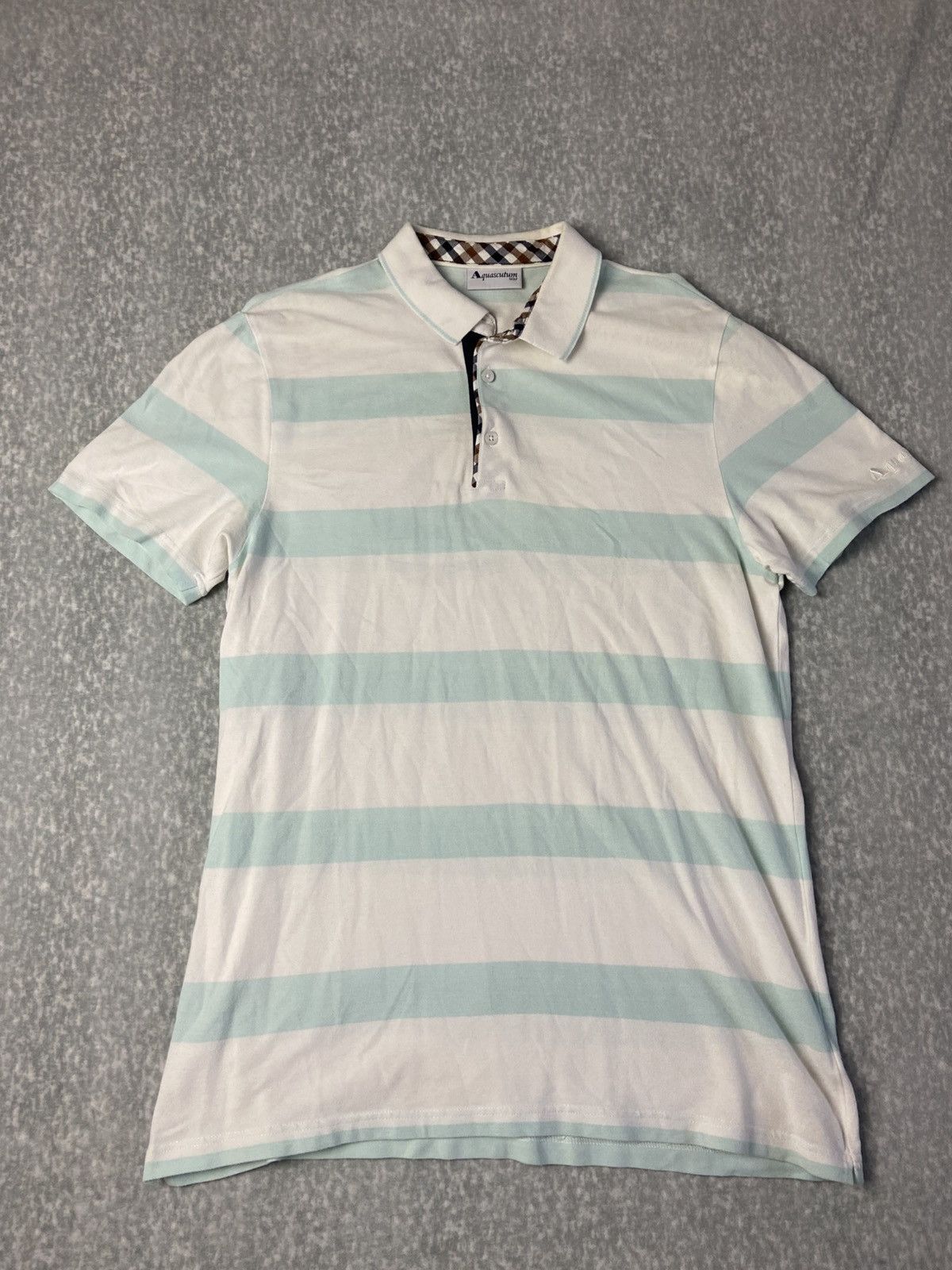 Aquascutum Aquascutum Striped Polo Shirt with Club check collar Size US L / EU 52-54 / 3 - 1 Thumbnail