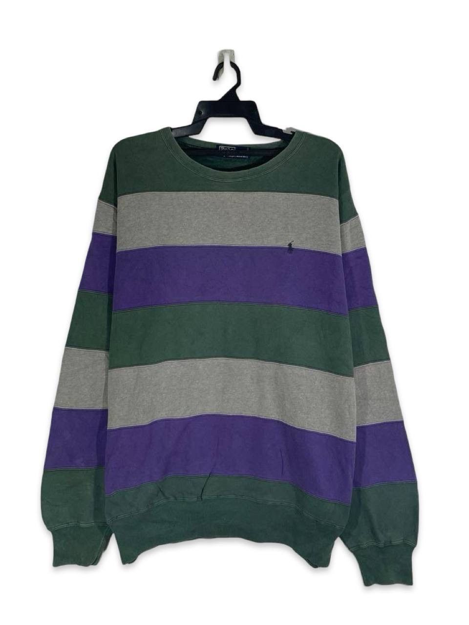 Polo Ralph Lauren Vintage 90s polo small pony stripe rugby sweatshirt jumper L Size US L / EU 52-54 / 3 - 1 Thumbnail