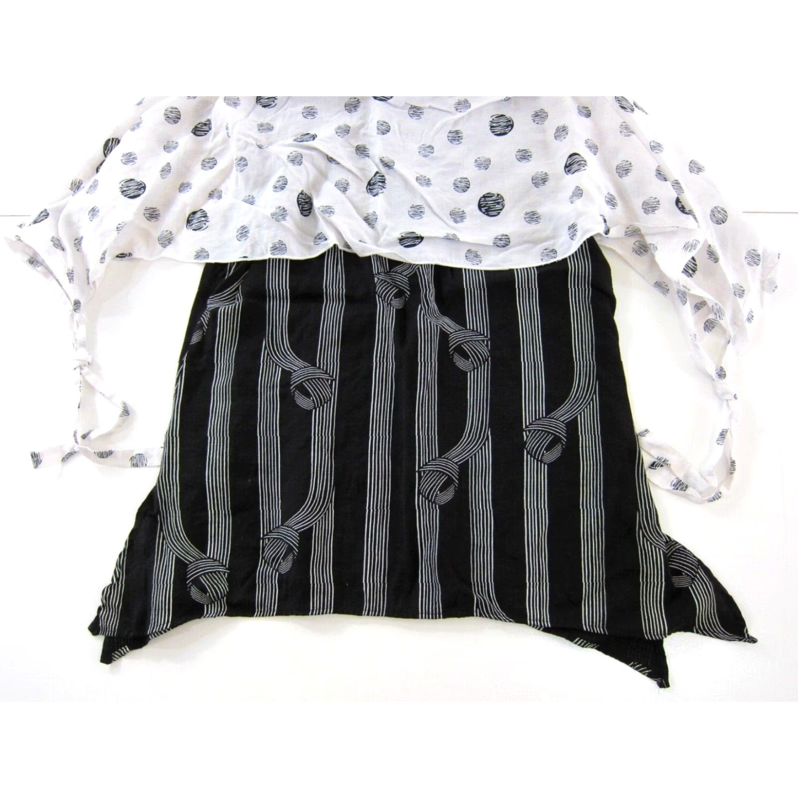 Vintage Shana Blouse Tunic 100% Rayon Black White Geometric Polka Dot 90s Bohemian Boxy Large Women XS-XL? Size L / US 10 / IT 46 - 5 Thumbnail
