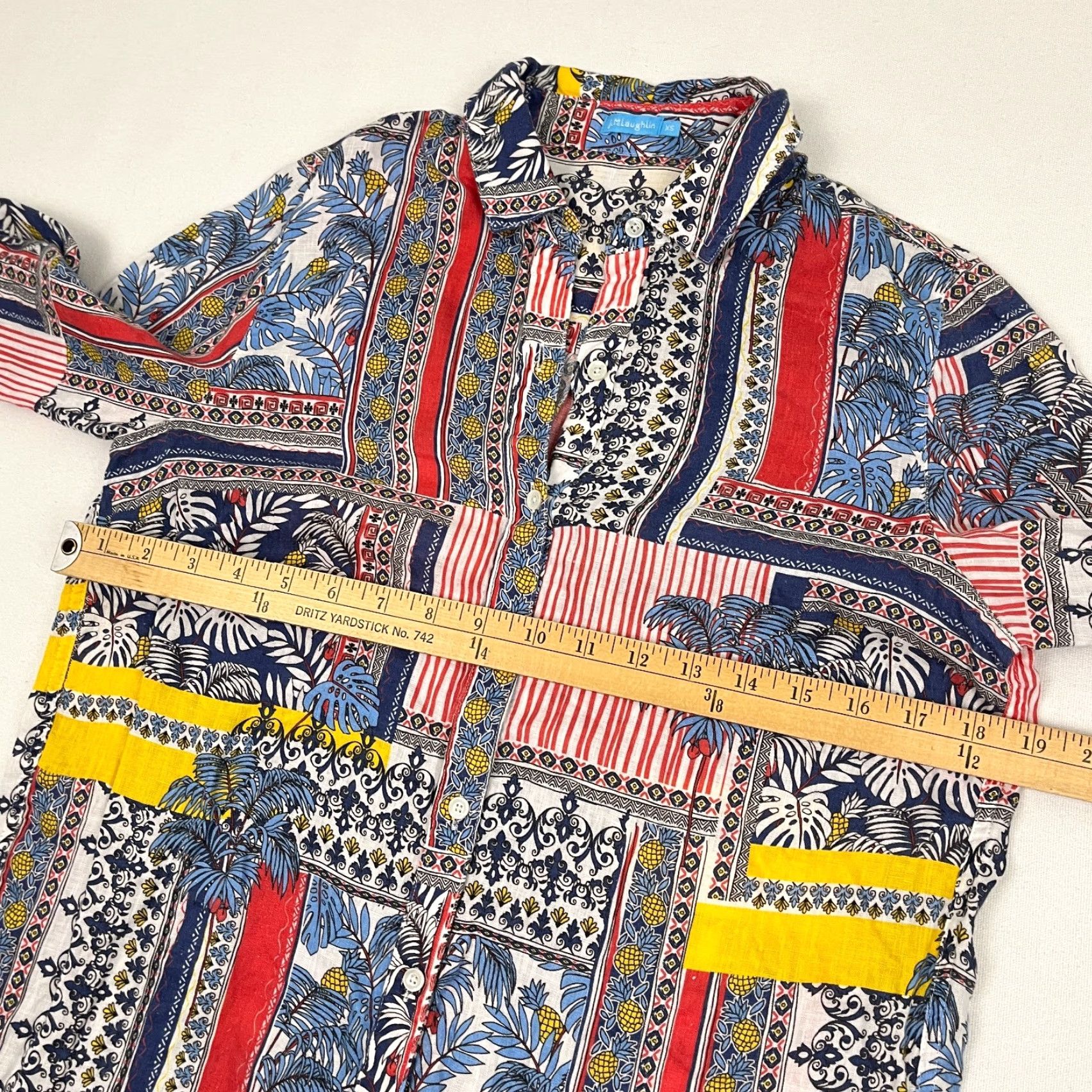 J.McLaughlin J. McLaughlin Shirt Women XS Multicolor Linen Geometric Button-Up Collared Breathable Easy Care Casual Travel Workwear Classic Size XS / US 0-2 / IT 36-38 - 5 Thumbnail
