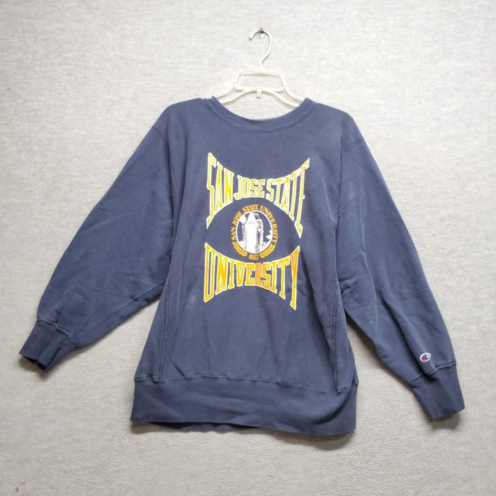 Champion VINTAGE San Jose State Men Sweater Large Blue Reverse Weave ...