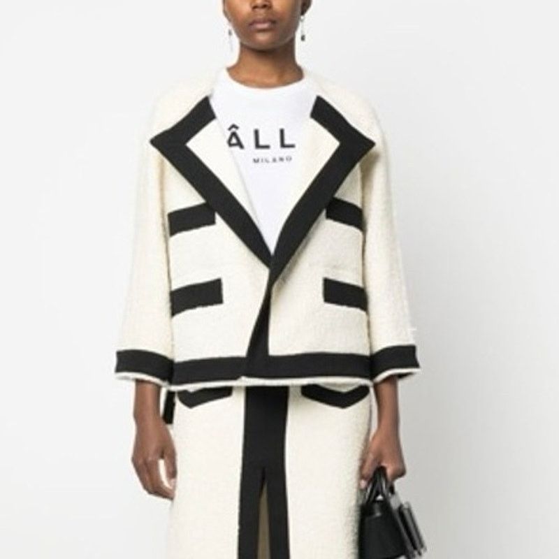 Other CALLAS MILANO Isabel Two-tone Bouclé Jacket In Weiss Size XS / US 0-2 / IT 36-38 - 1 Thumbnail