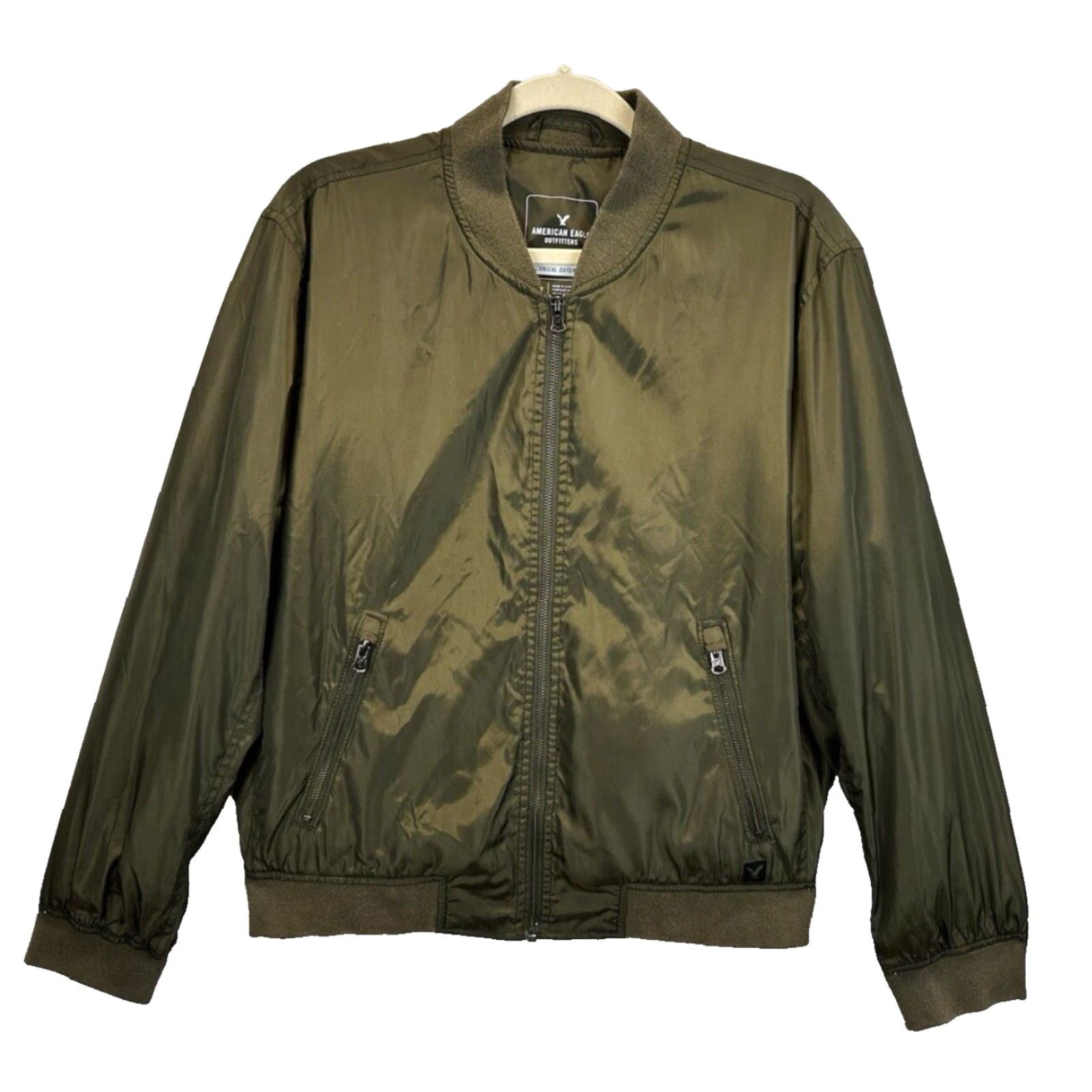American Eagle Outfitters American Eagle Outfitters Men’s LT Olive Green Bomber Jacket Technical Outerwear Size US L / EU 52-54 / 3 - 8 Thumbnail
