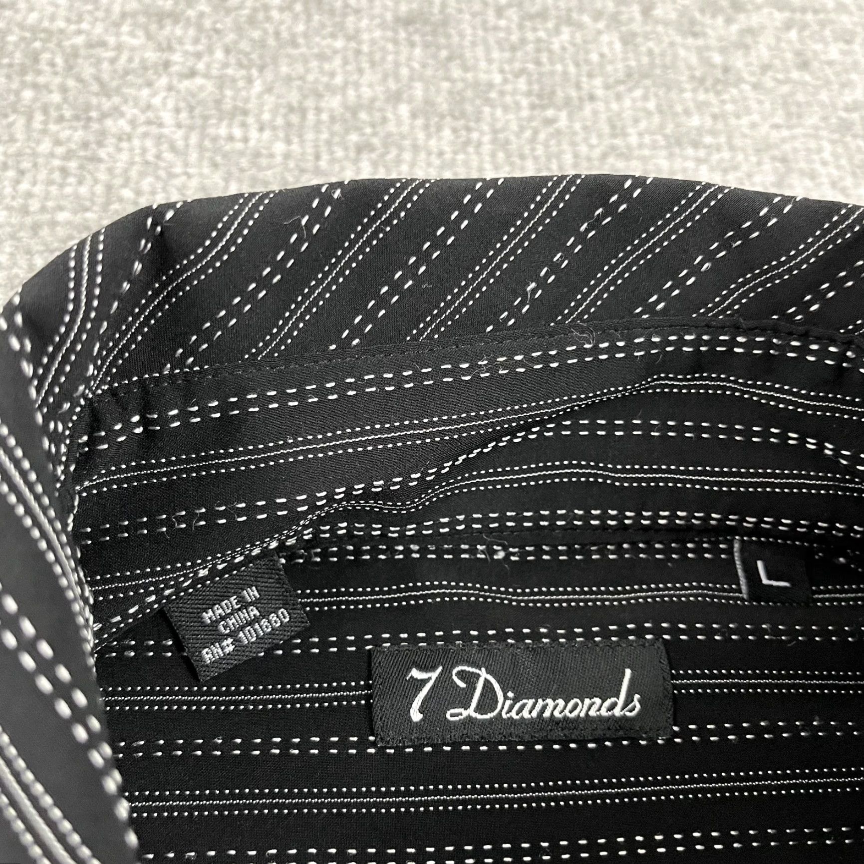 Vintage 7 Diamonds Shirt Mens Large Black White Stitched Button Up Long Sleeve Preppy Size US L / EU 52-54 / 3 - 2 Thumbnail