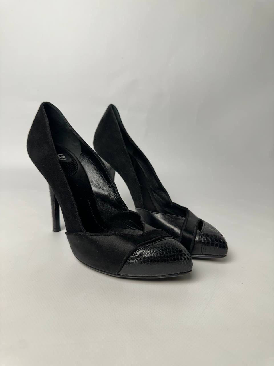 Dolce & Gabbana DOLCE&GABBANA Heels Snake Leather Details Black Size US 6 / IT 36 - 1 Thumbnail