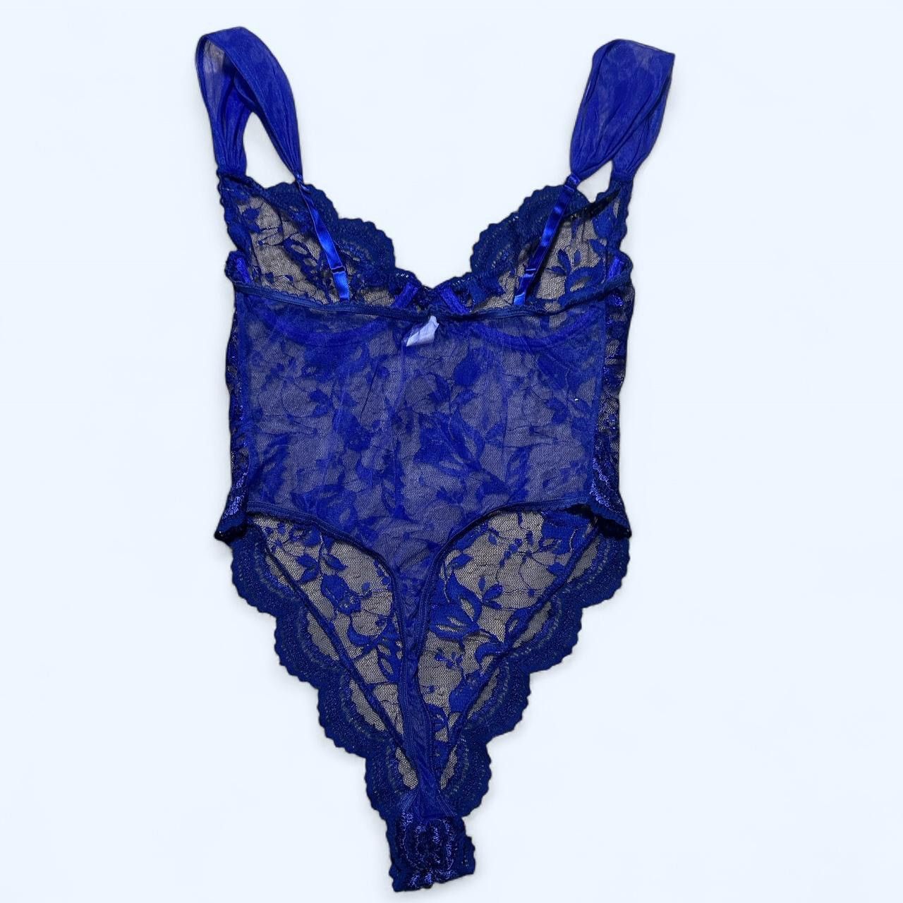Other Vintage Fredrick’s of Hollywood blue floral lace body suit Size L / US 10 / IT 46 - 5 Thumbnail
