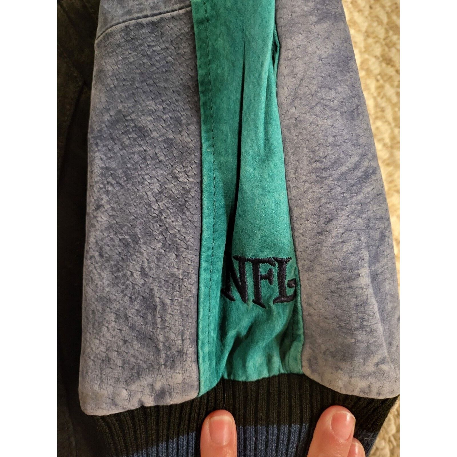 NFL Vintage Miami Dolphins NFL Suede Leather Bomber Jacket Size US L / EU 52-54 / 3 - 6 Thumbnail