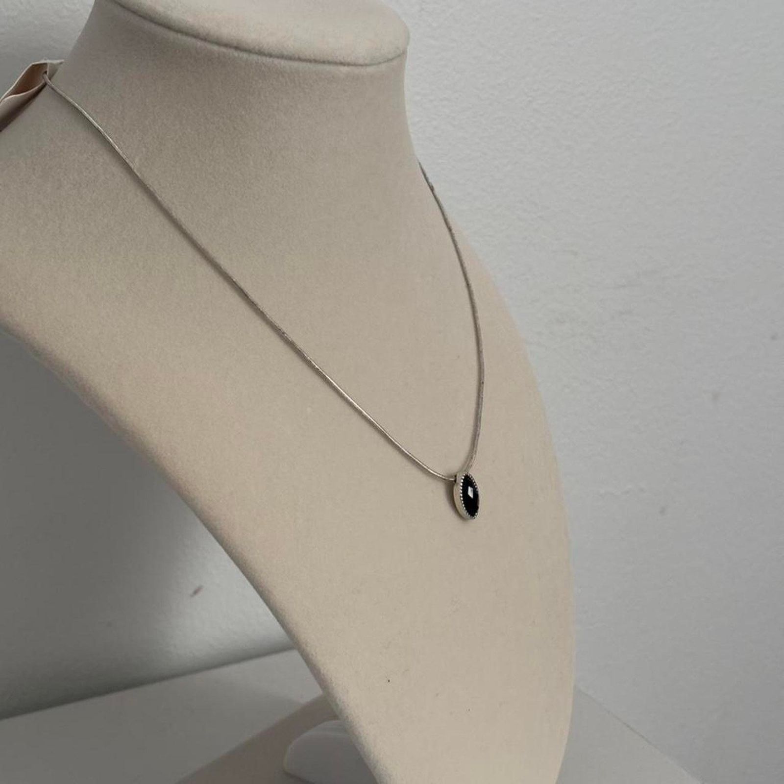 Other Black Stone Necklace Silver Stainless Steel Size ONE SIZE - 2 Thumbnail
