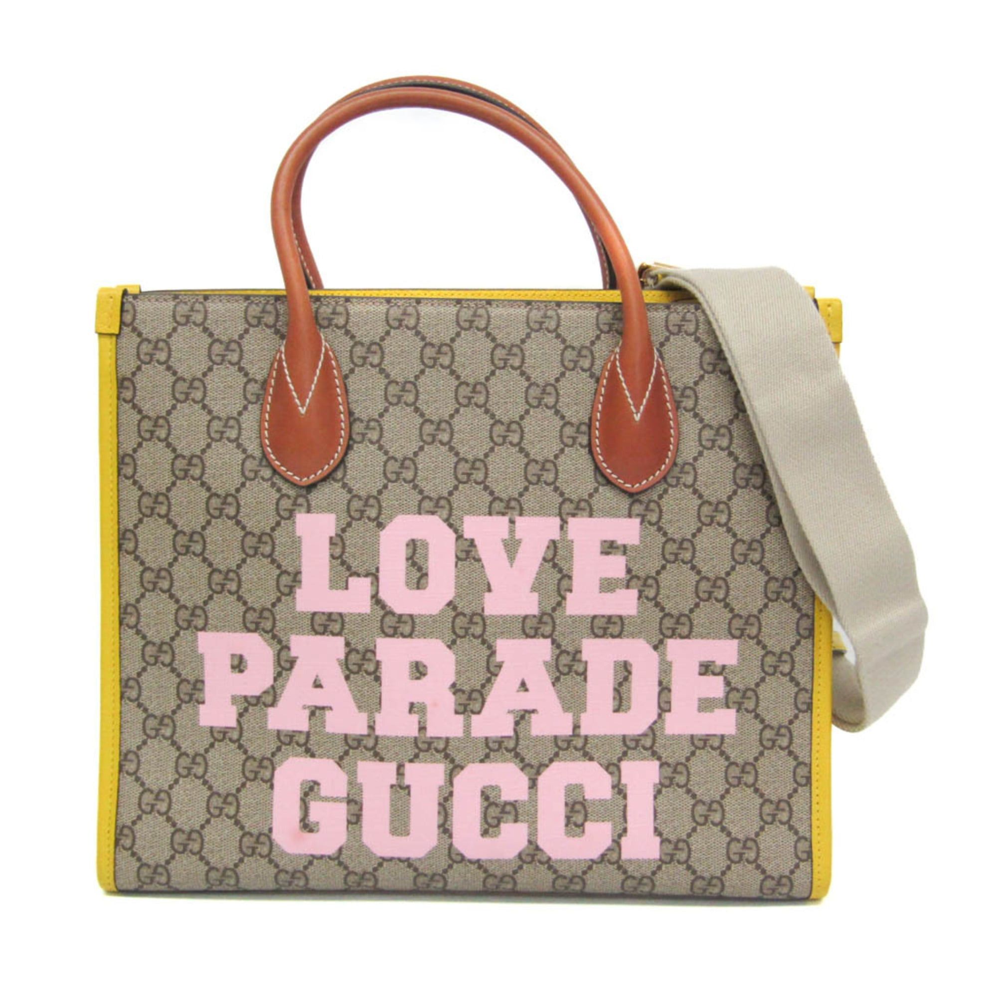 Gucci Gucci 680956 Women's GG Supreme,Leather Shoulder Bag,Tote Bag Beige,Pink,Yellow Size ONE SIZE - 1 Thumbnail