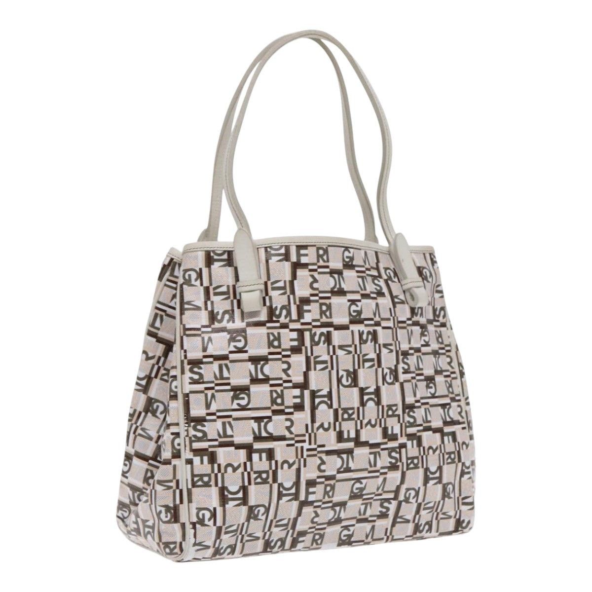 Salvatore Ferragamo Tote Bag Leather White Silver