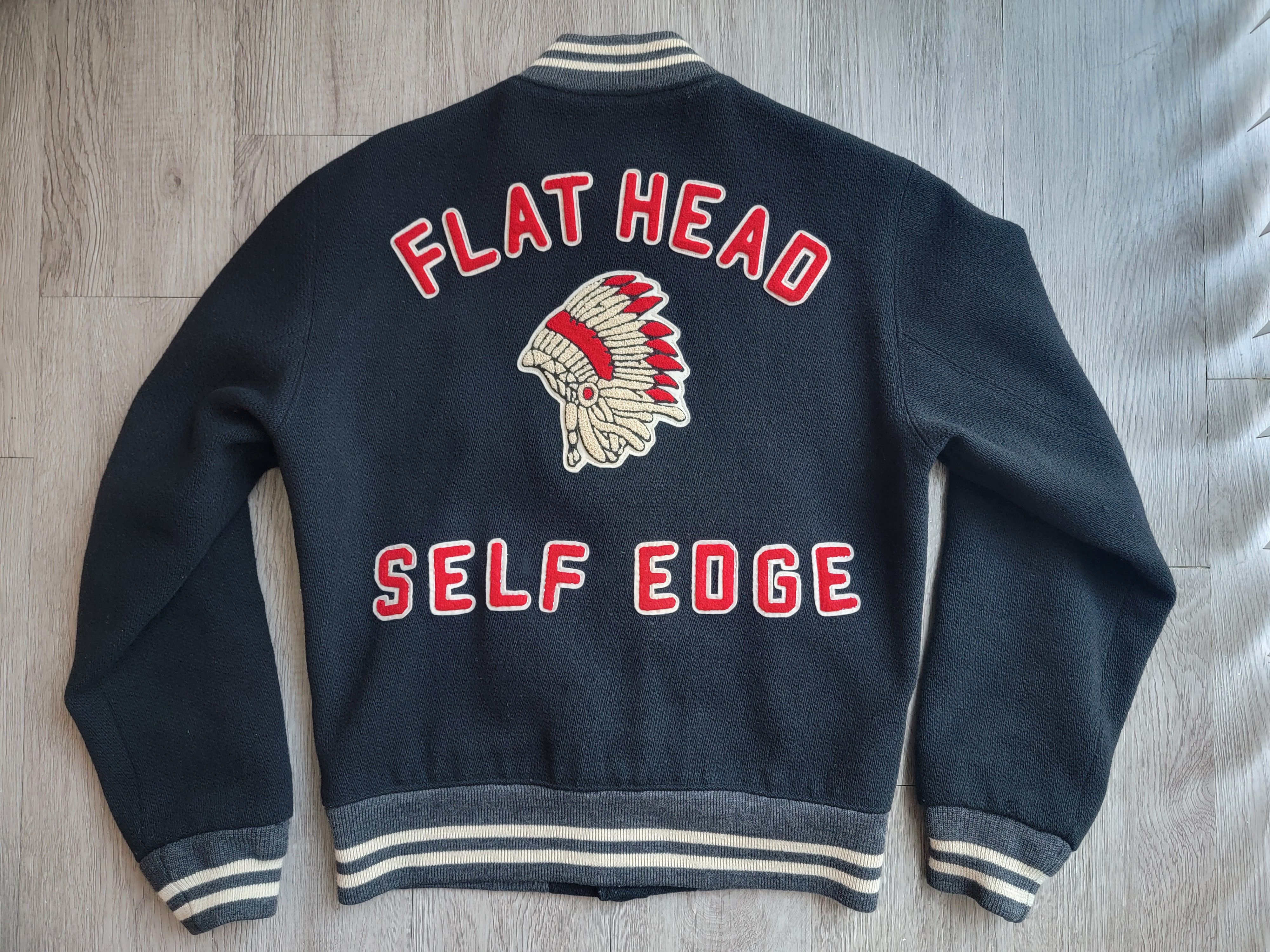 The Flat Head THE FLAT HEAD Varsity Bomber Jacket Wool Leather Size US S / EU 44-46 / 1 - 1 Thumbnail