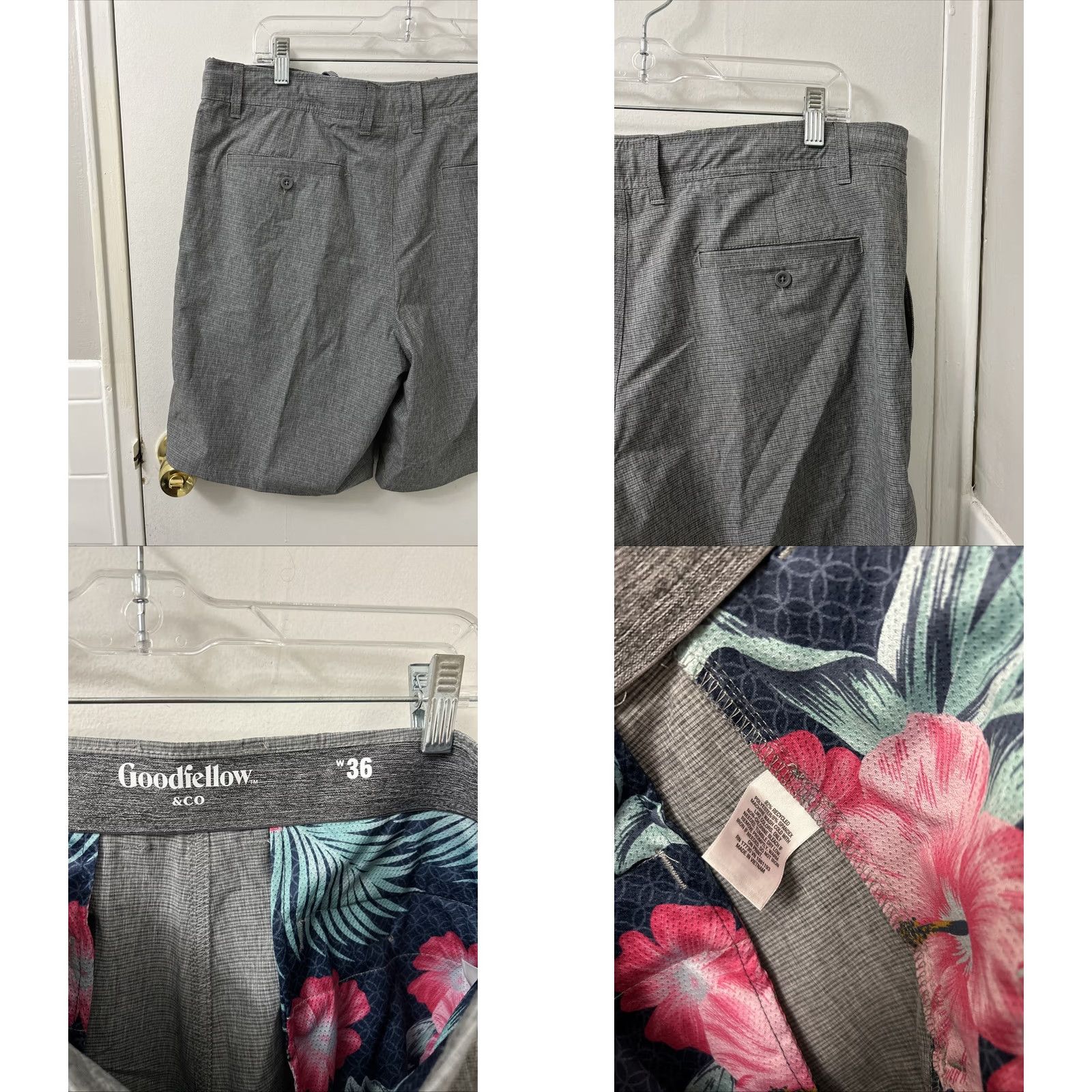 Vintage Goodfellow Shorts Mens 36 Gray Striped Swim Pockets Stretch 9” Inseam Bottom Beach Outdoor Regular Mens Size US 36 / EU 52 - 8 Thumbnail