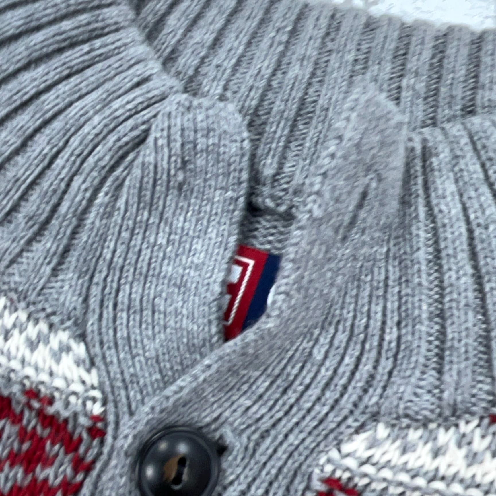 Chaps VINTAGE Chaps Sweater Men Medium Gray Red Henley Heavy Knit Holiday Fair Isle Nordic Size US M / EU 48-50 / 2 - 6 Thumbnail