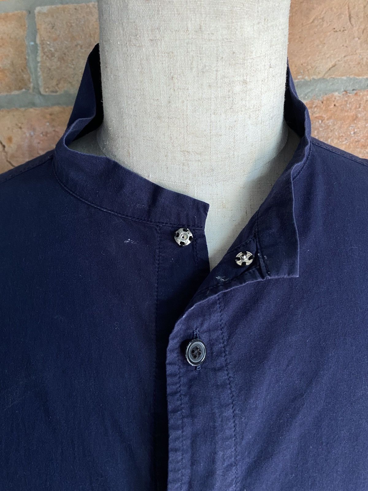 Y's Y's Yohji Yamamoto Blue Mandarin Collar Shirt Size US M / EU 48-50 / 2 - 10 Thumbnail