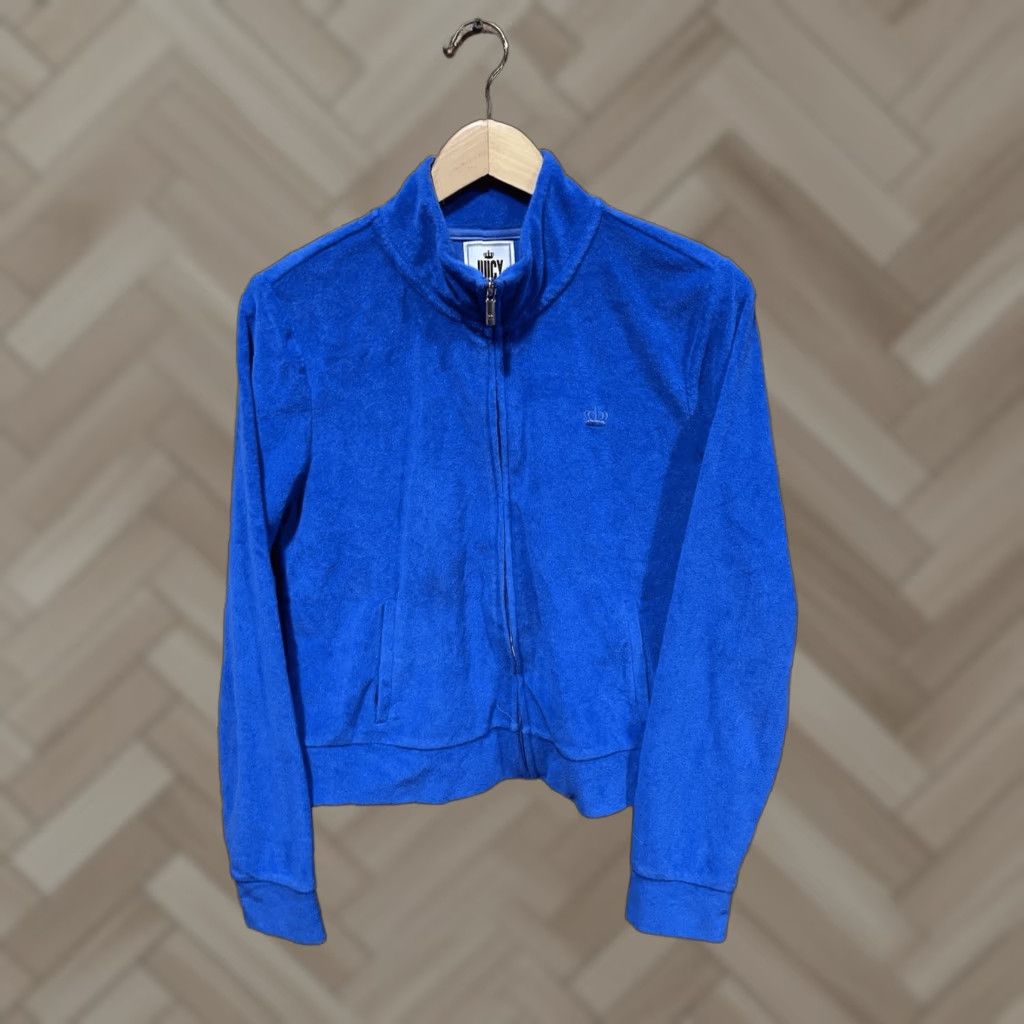 Juicy Couture Juicy Couture Blue Terry Cloth Zip Up Jacket Sweatshirt Women L Size L / US 10 / IT 46 - 1 Thumbnail