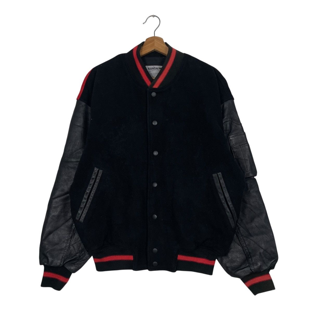 Kansai Yamamoto Vtg Kansai Man Yutaka Nishimura Leather Varsity Jacket Size US M / EU 48-50 / 2 - 3 Thumbnail