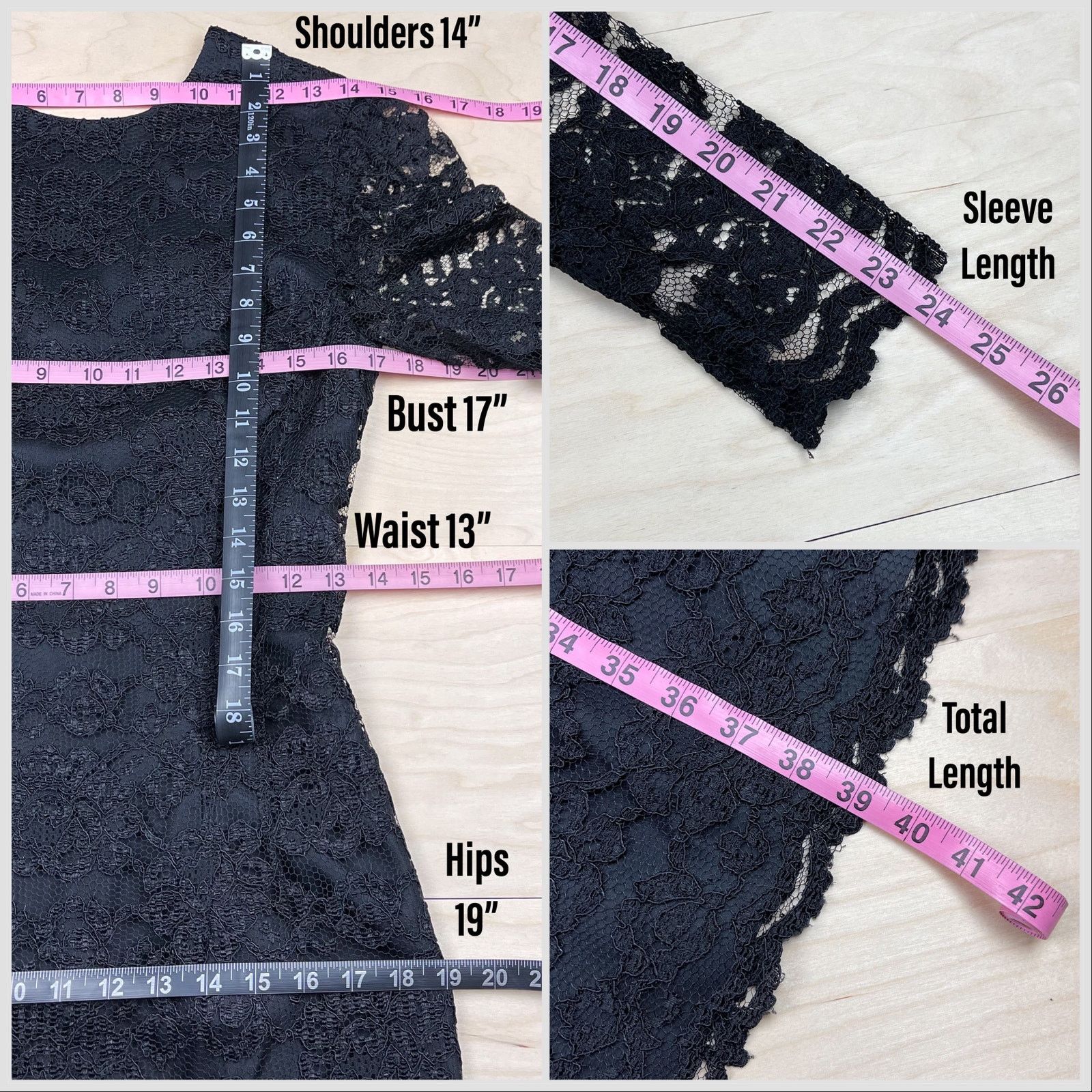Vintage 1980s Black Lace Illusion Long Sleeve Mini Wiggle Dress Size XS / US 0-2 / IT 36-38 - 5 Thumbnail