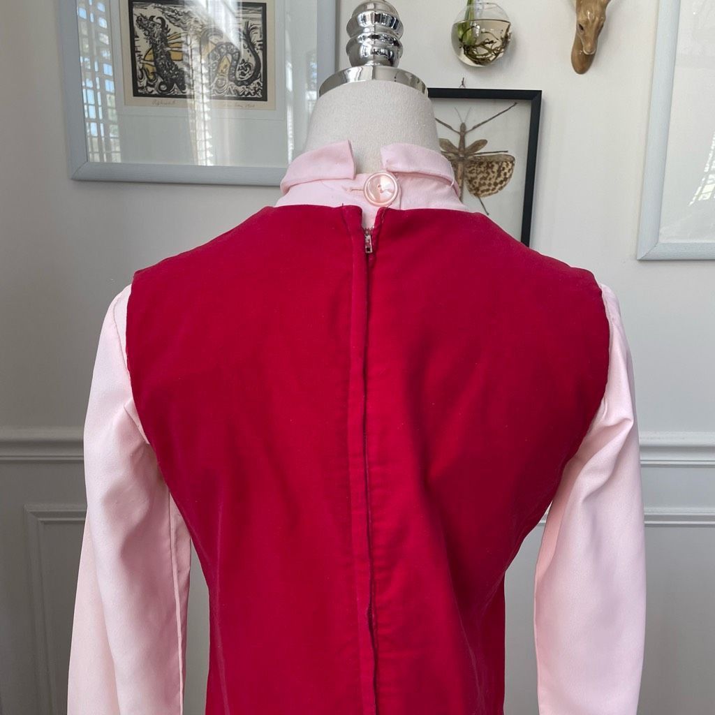 Vintage Vintage 60s Red Velveteen Shift Dress Pink Cropped Blouse XS Size XS / US 0-2 / IT 36-38 - 3 Thumbnail