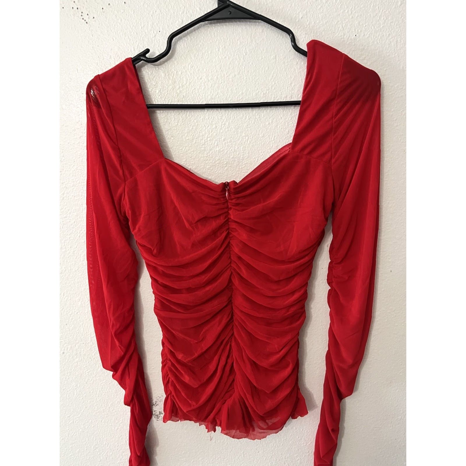 Shein SHEIN Women Red Long Sleeve Peplum Blouse Small Zip Closure Size S / US 4 / IT 40 - 3 Thumbnail