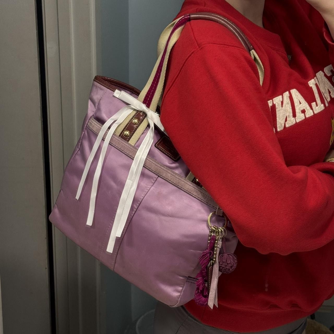 Coach Coach Pinkish-Purple Satin Tote Size ONE SIZE - 8 Thumbnail
