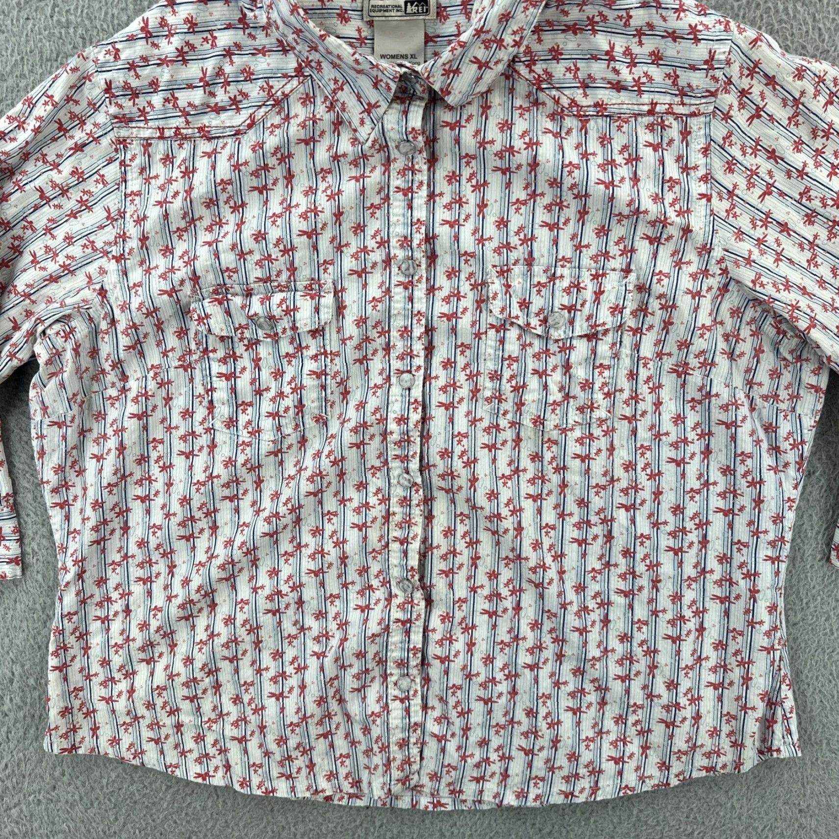 Vintage REI Women's XL Floral Pearl Snap Shirt Western Theme Shirt EUC Size XL / US 12-14 / IT 48-50 - 4 Thumbnail
