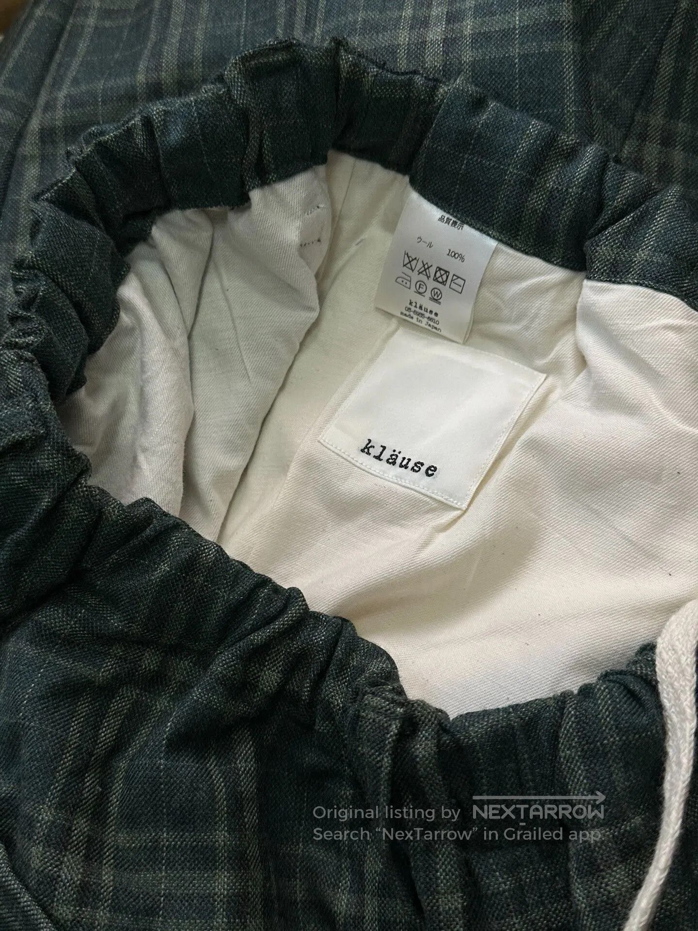 Japanese Brand plaid wool pants with drawstring waist. Size US 26 / EU 42 - 7 Thumbnail